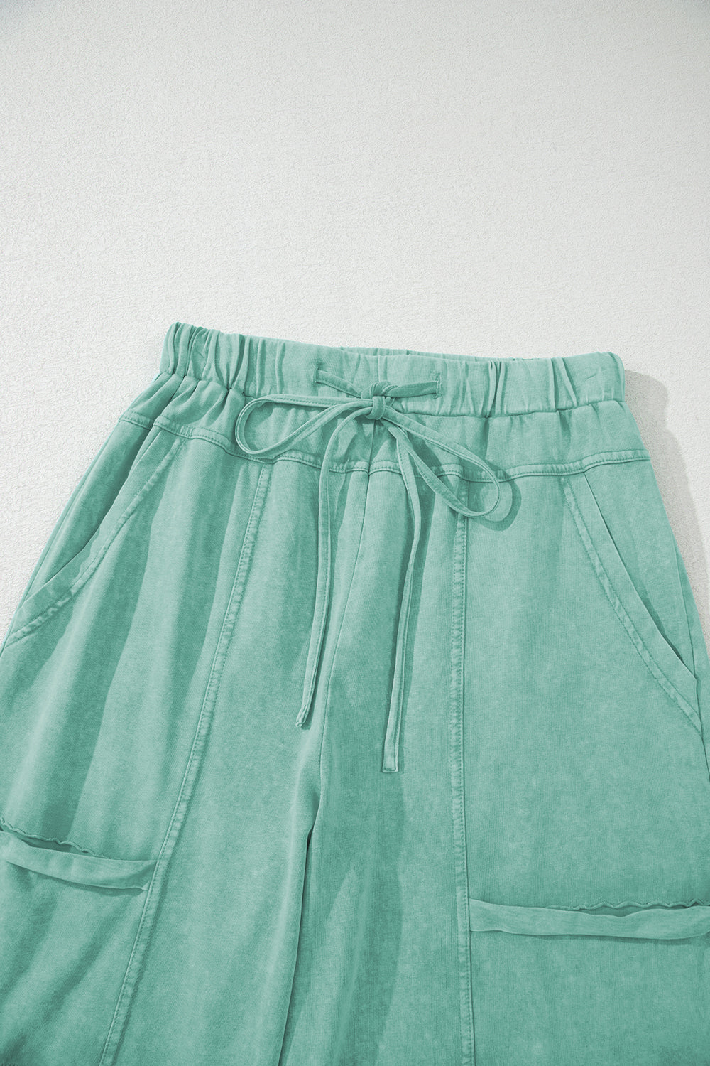 Black Mineral Wash Exposed Seam Wide Leg Cargo Pants