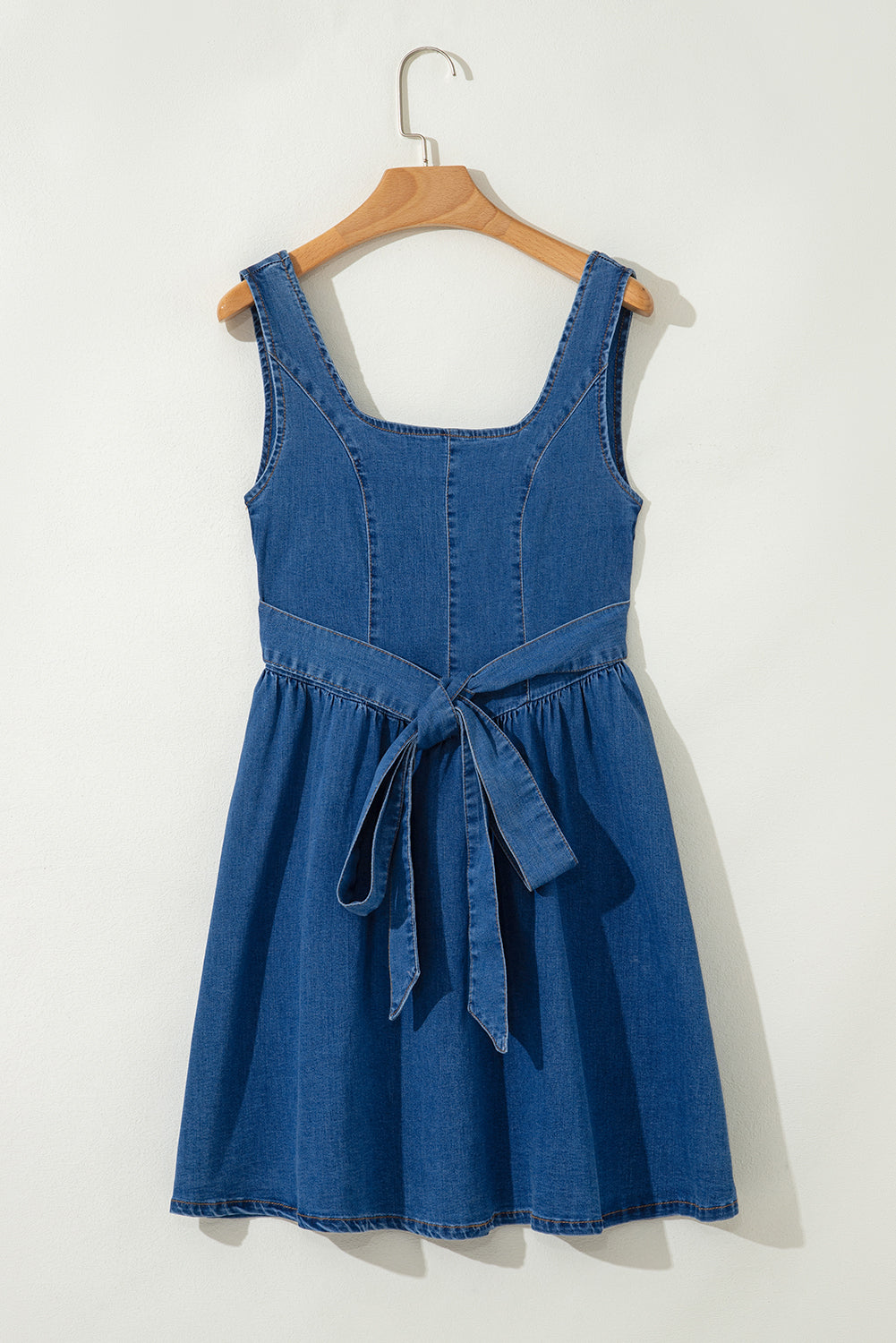 Sail Blue Bowknot A-line Sleeveless Denim Dress