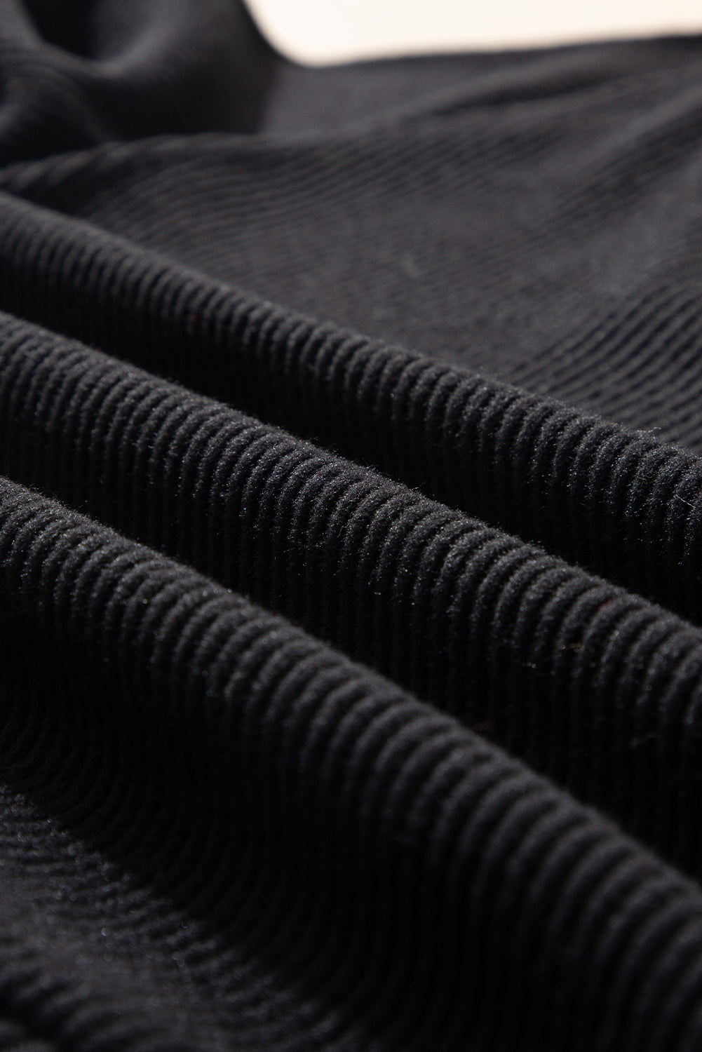 Black Contrast Ribbed Loose Fit Henley Top