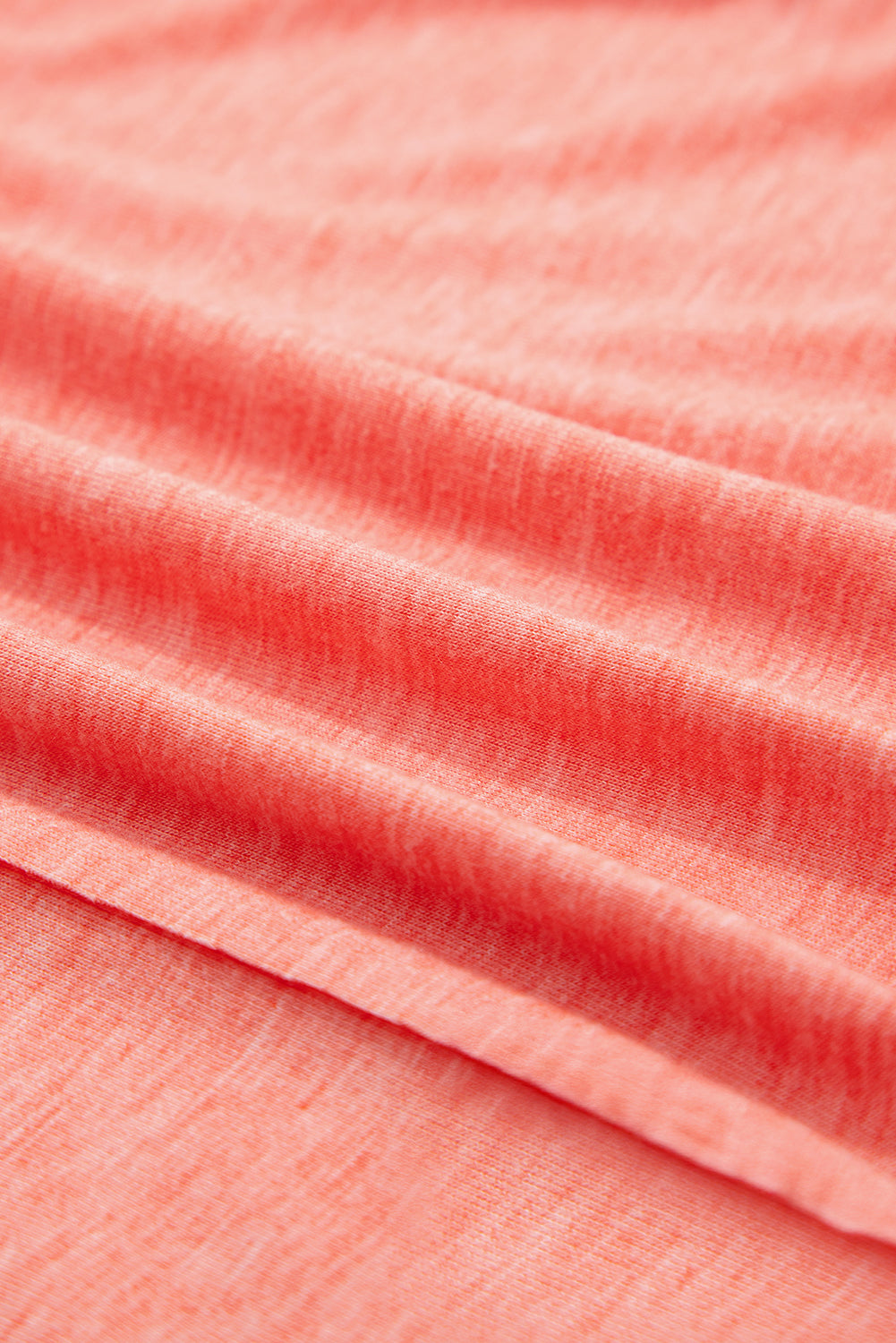 Fresh Salmon Floral Patched V Neck Long Sleeve Top