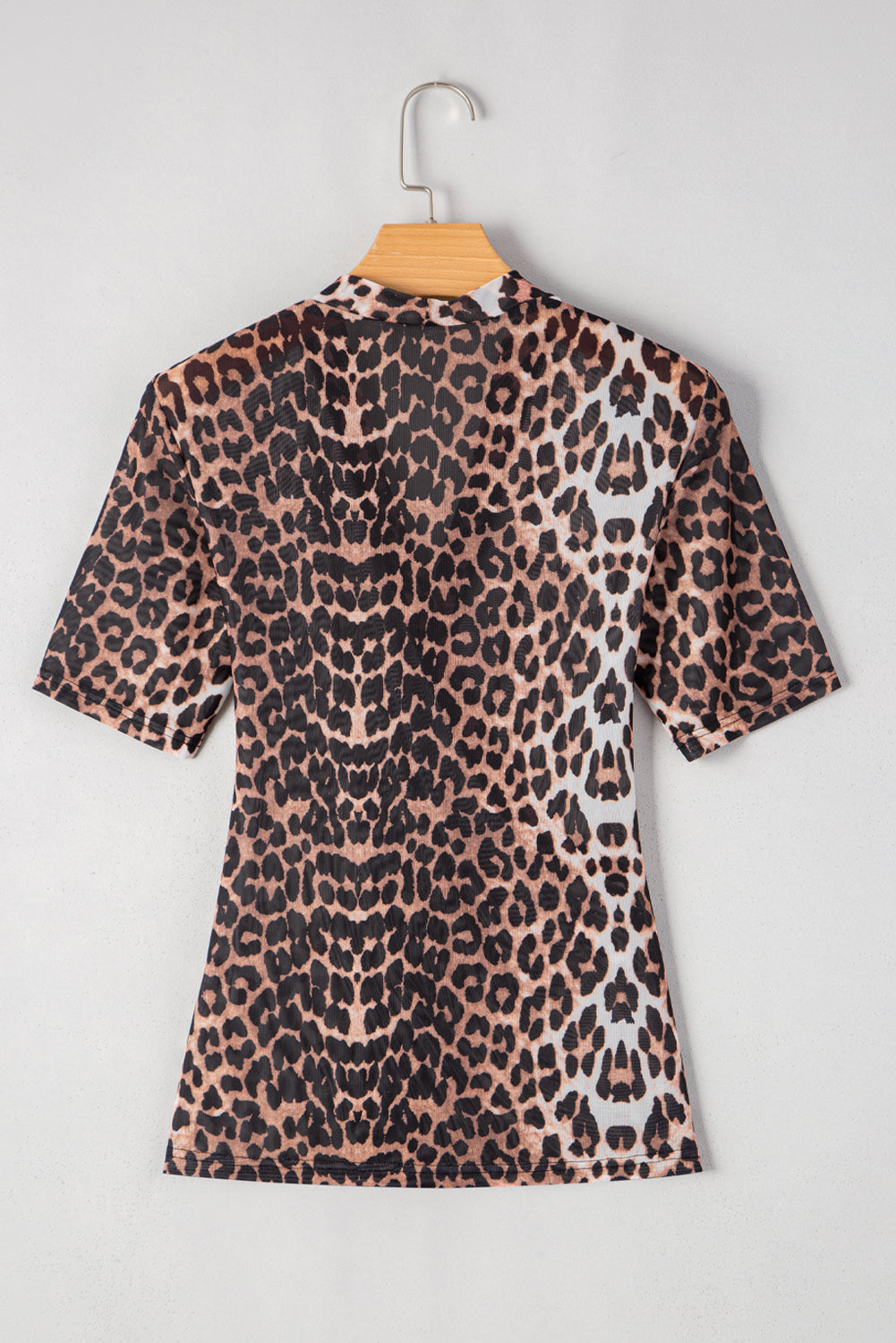 Black Leopard Wrapped V Neck Short Sleeve T Shirt