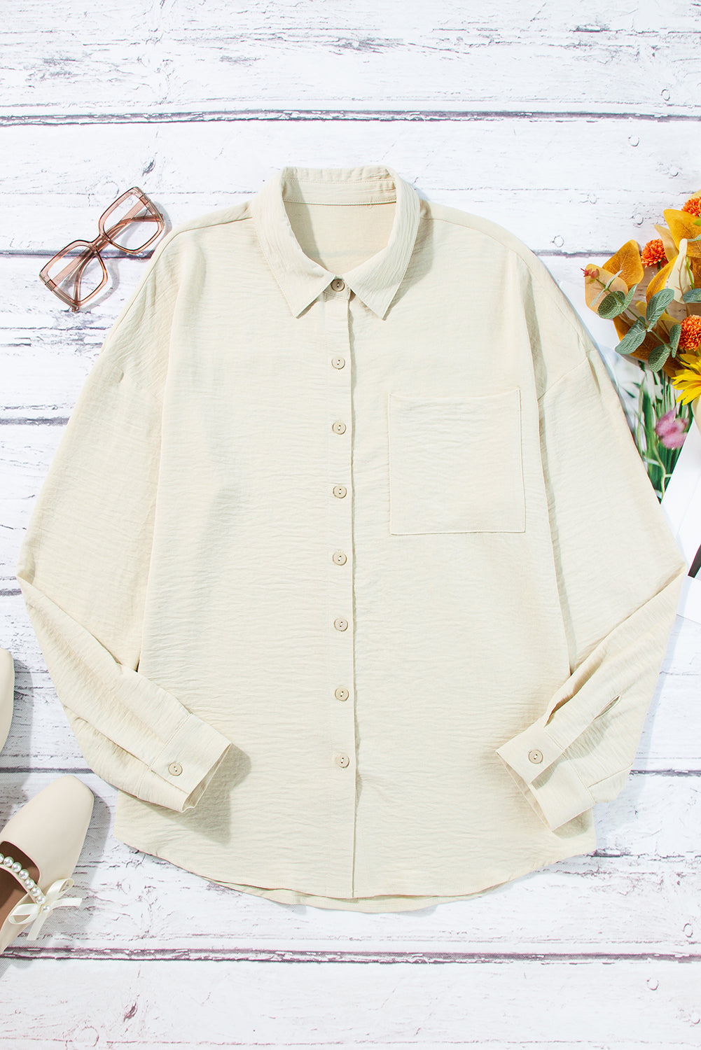 Black Crinkle Pocket Half Sleeve Shirt