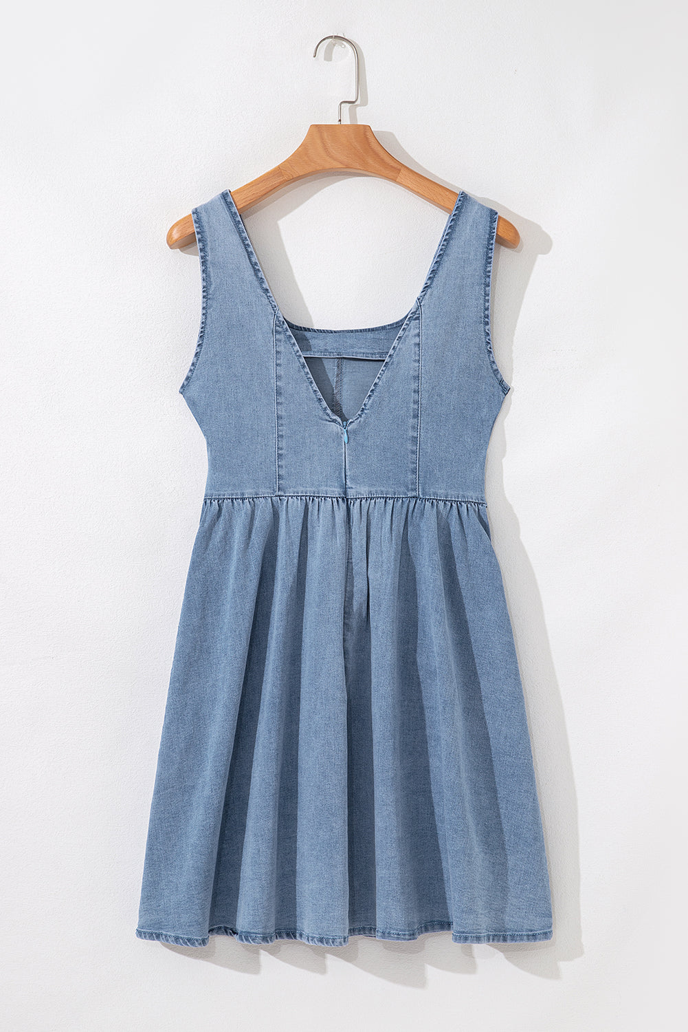 Sail Blue Bowknot A-line Sleeveless Denim Dress