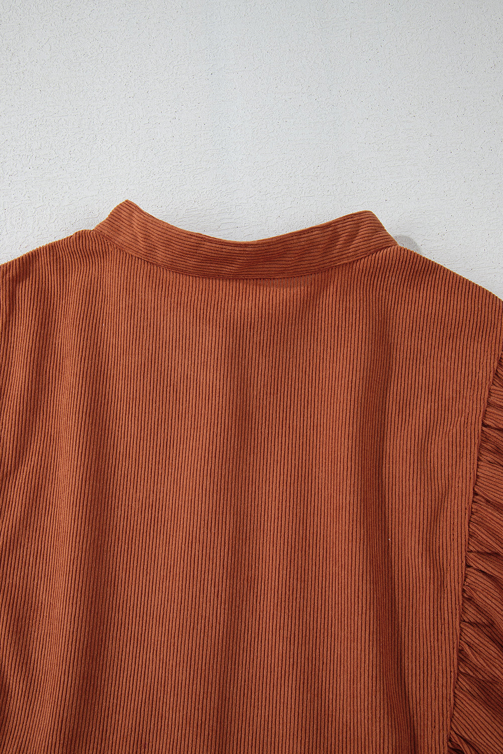 Vineyard Green Snap Button Empire Waist Lantern Sleeve Corduroy Dress