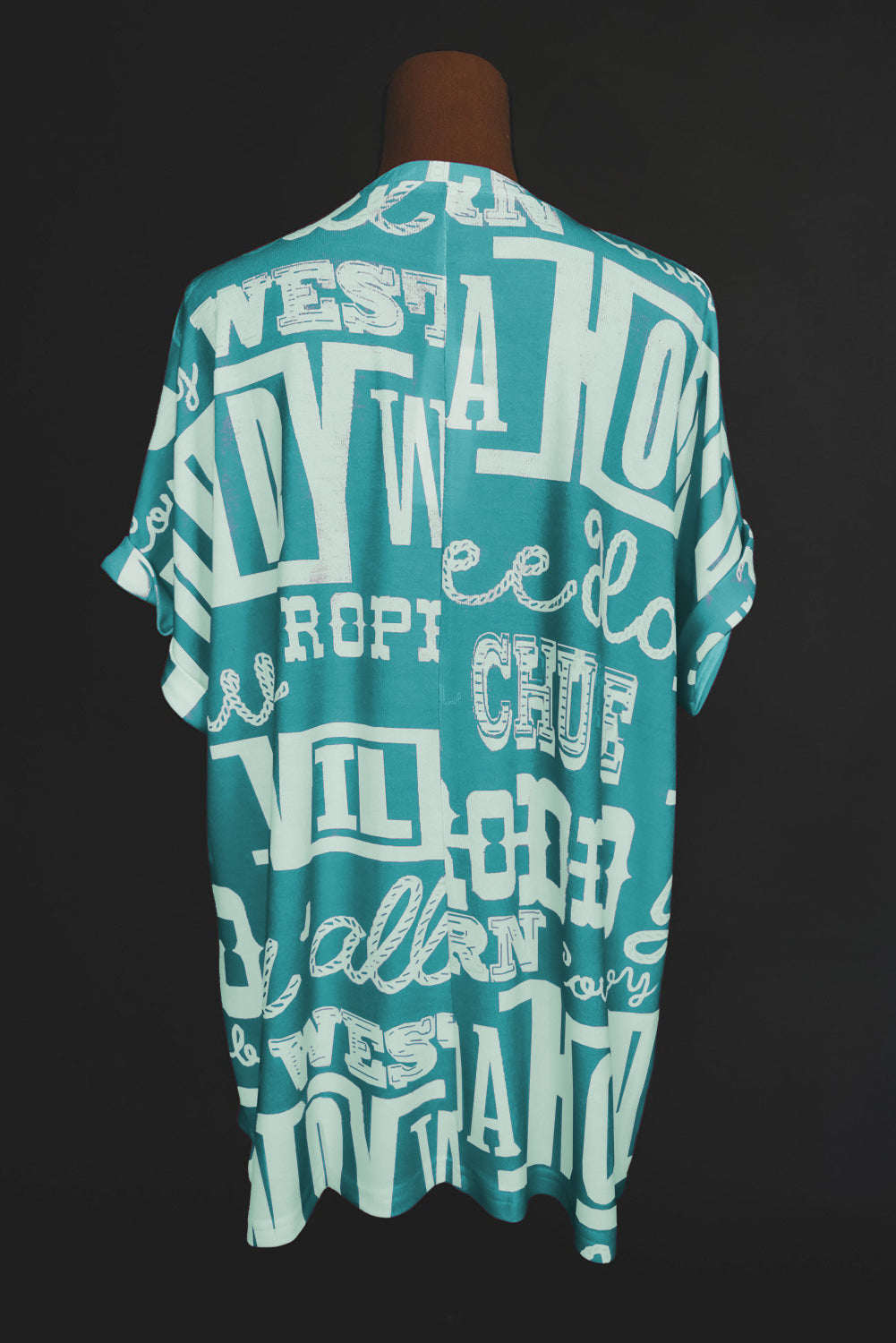Turquoise Vintage Letter Print Graphic Loose Tee