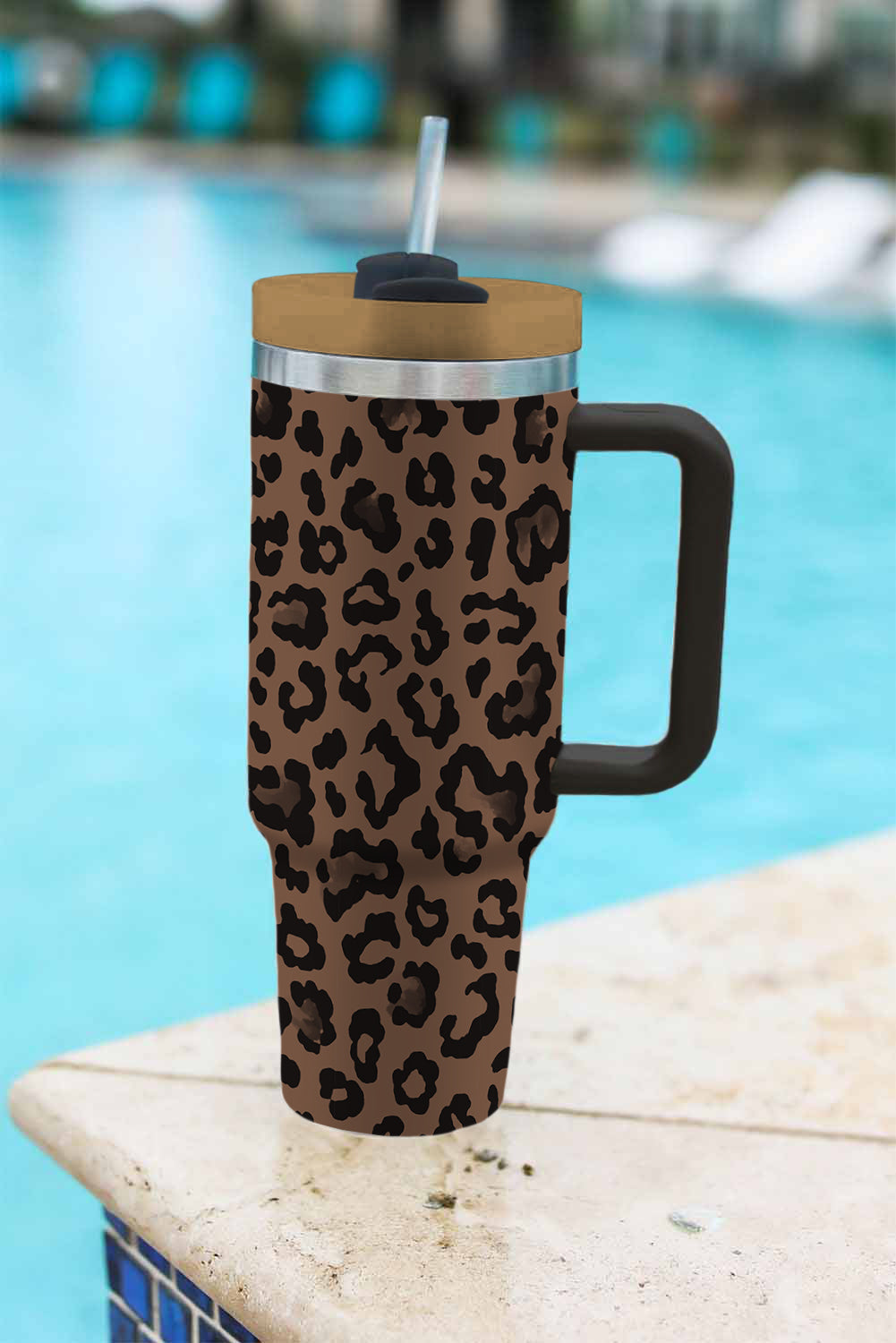 Coffee Leopard Print Tumbler Cup
