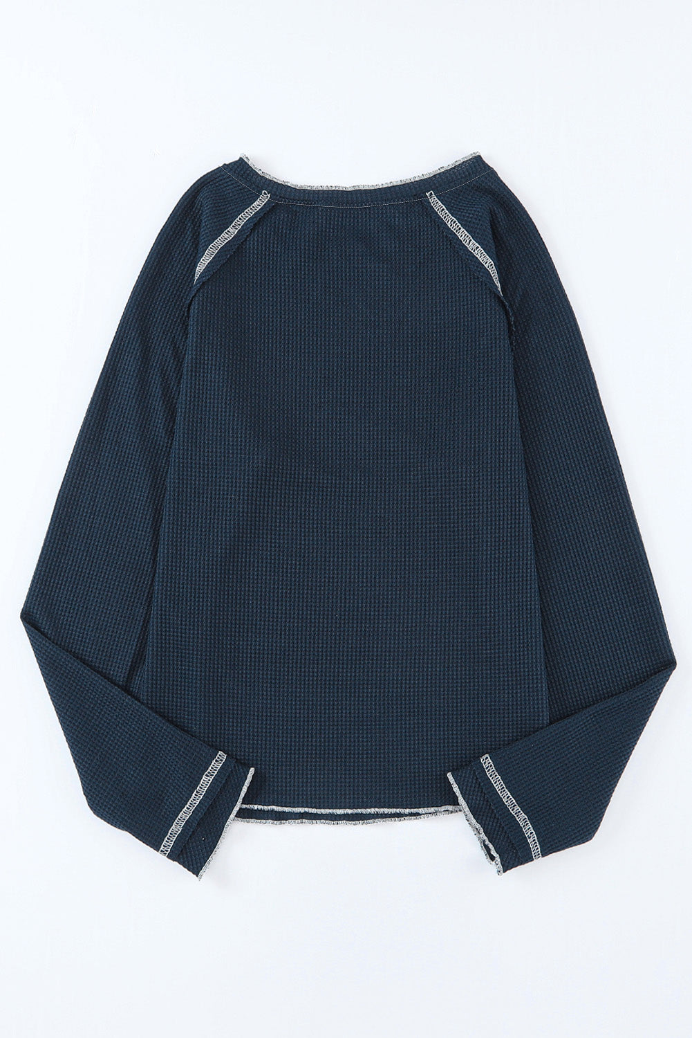 Black Textured Crewneck Long Sleeve Top