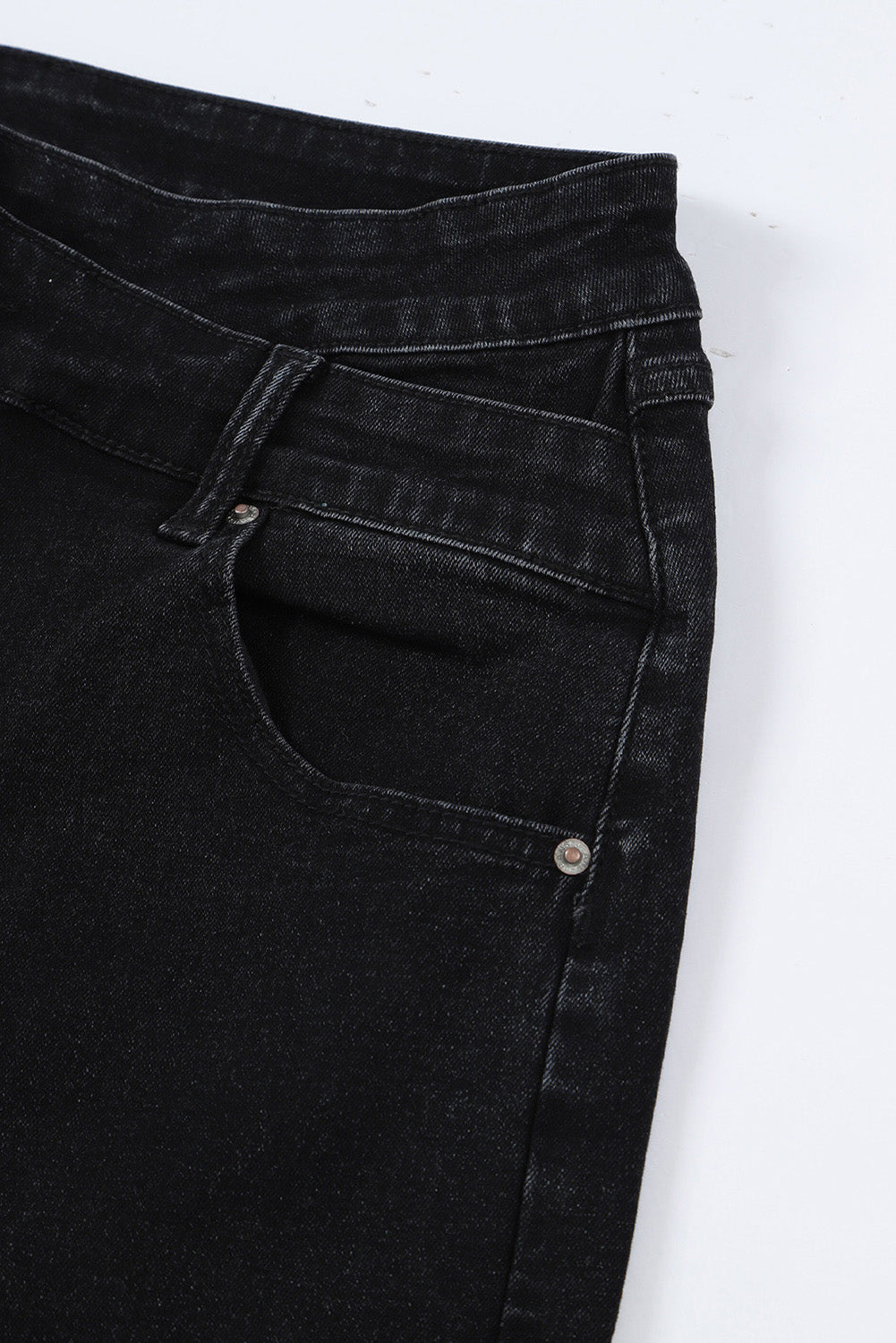 Sky Blue Mid Rise Asymmetrical Waist Wide Leg Jeans