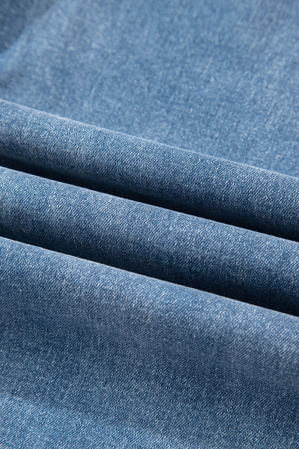 Sky Blue Mid Rise Asymmetrical Waist Wide Leg Jeans