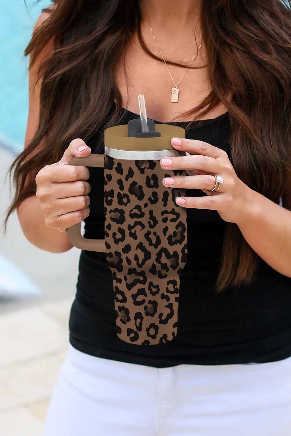 Coffee Leopard Print Tumbler Cup