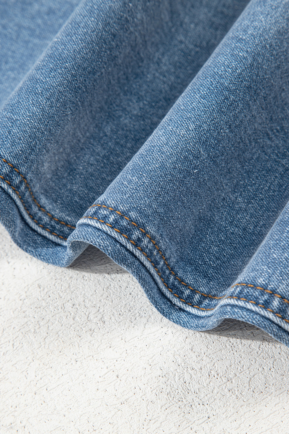 Sky Blue Mid Rise Asymmetrical Waist Wide Leg Jeans