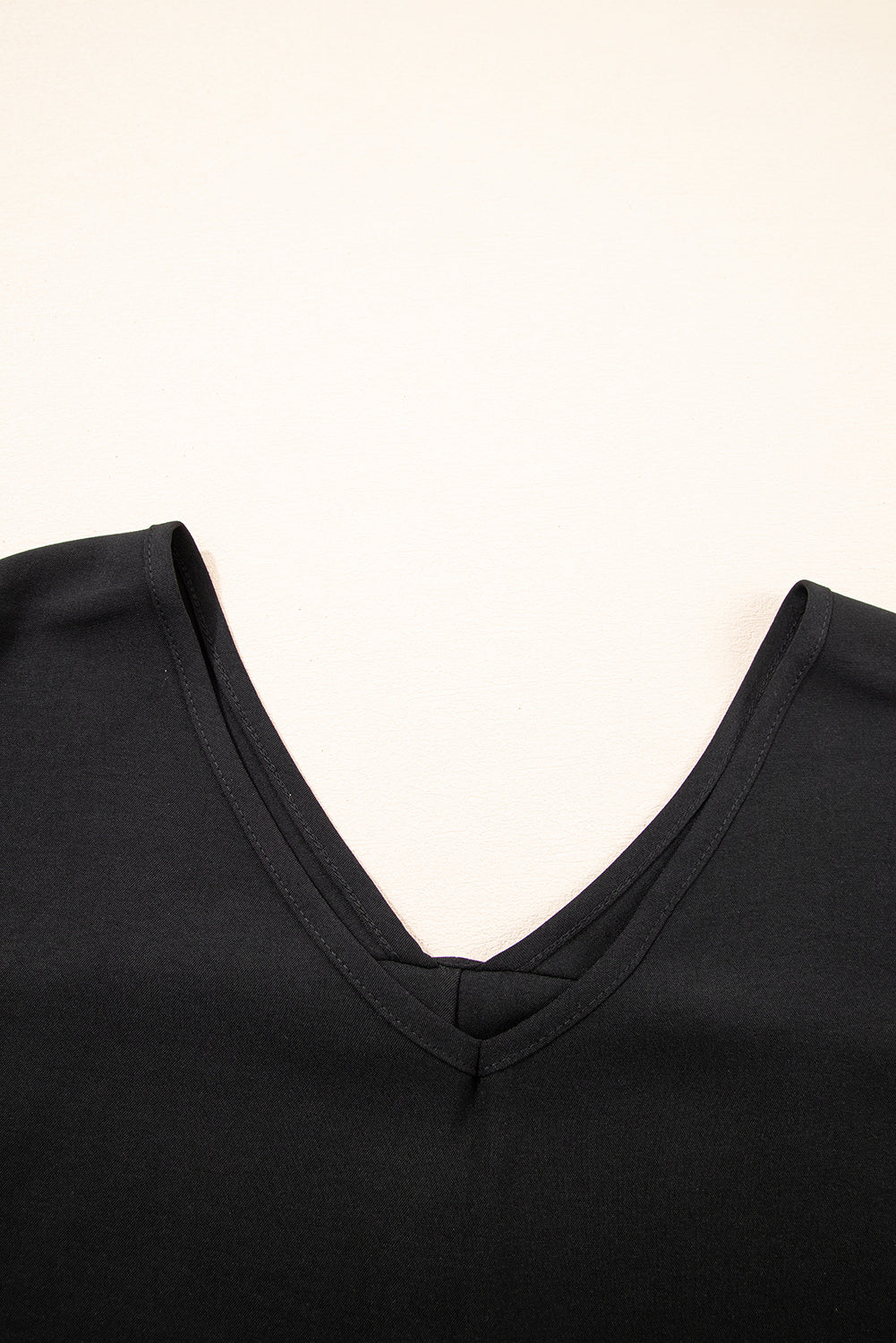 Black Seamed Back High Low Hem V Neck Plus Size Tee