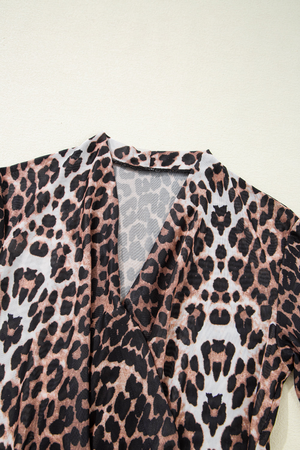 Black Leopard Wrapped V Neck Short Sleeve T Shirt