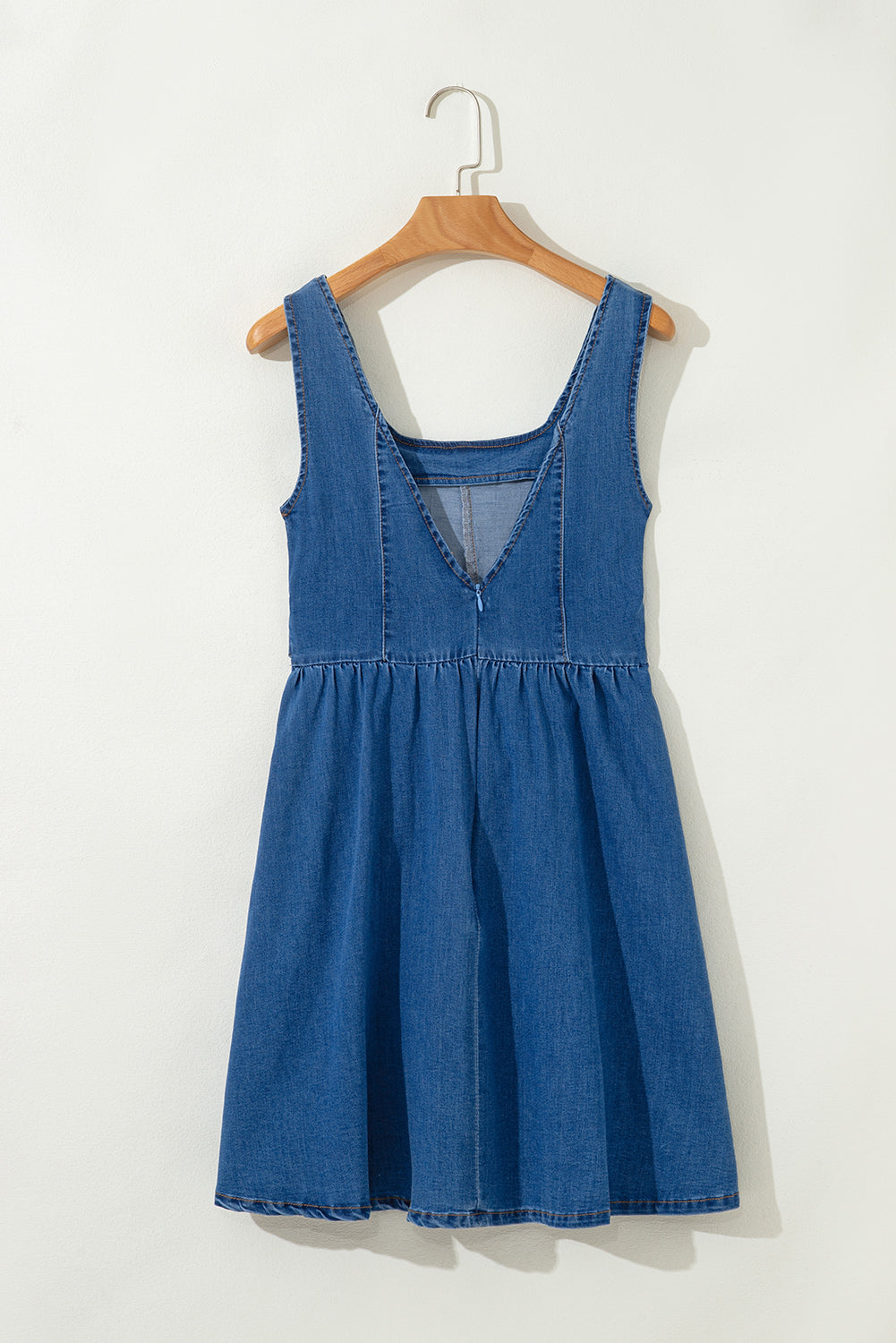 Sail Blue Bowknot A-line Sleeveless Denim Dress