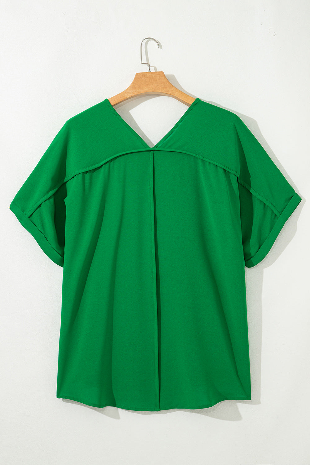 Black Seamed Back High Low Hem V Neck Plus Size Tee