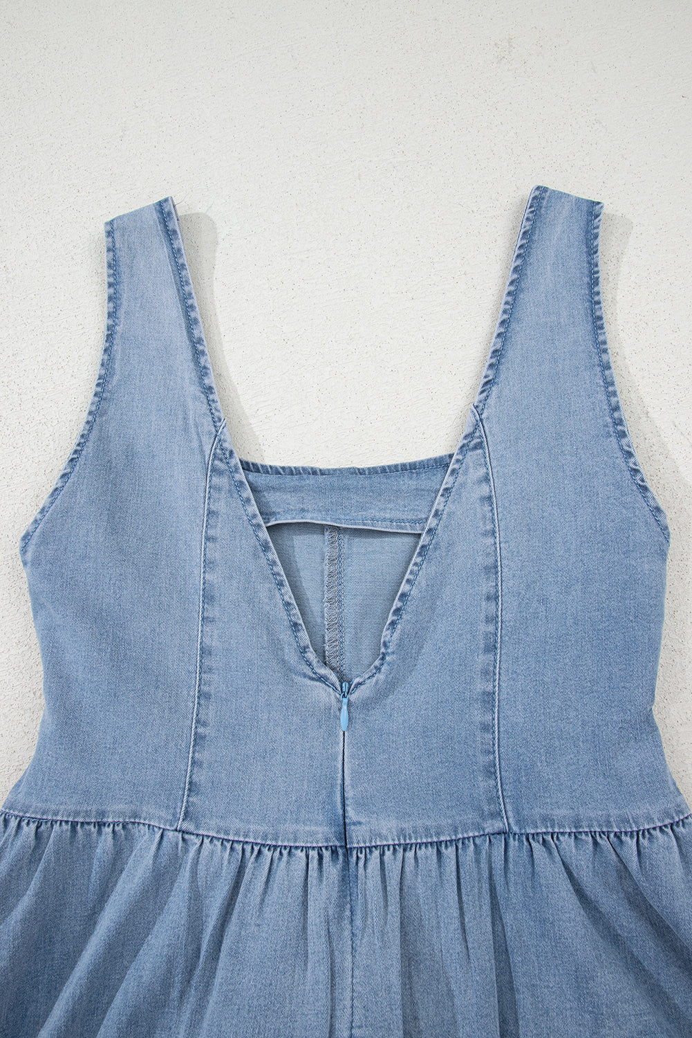 Sail Blue Bowknot A-line Sleeveless Denim Dress