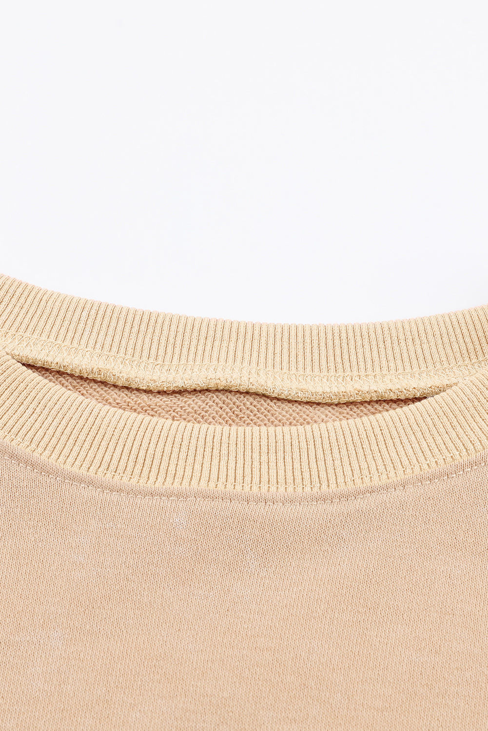 Khaki Plain Drop Shoulder Ribbed Trim Oversized Sweatshirt