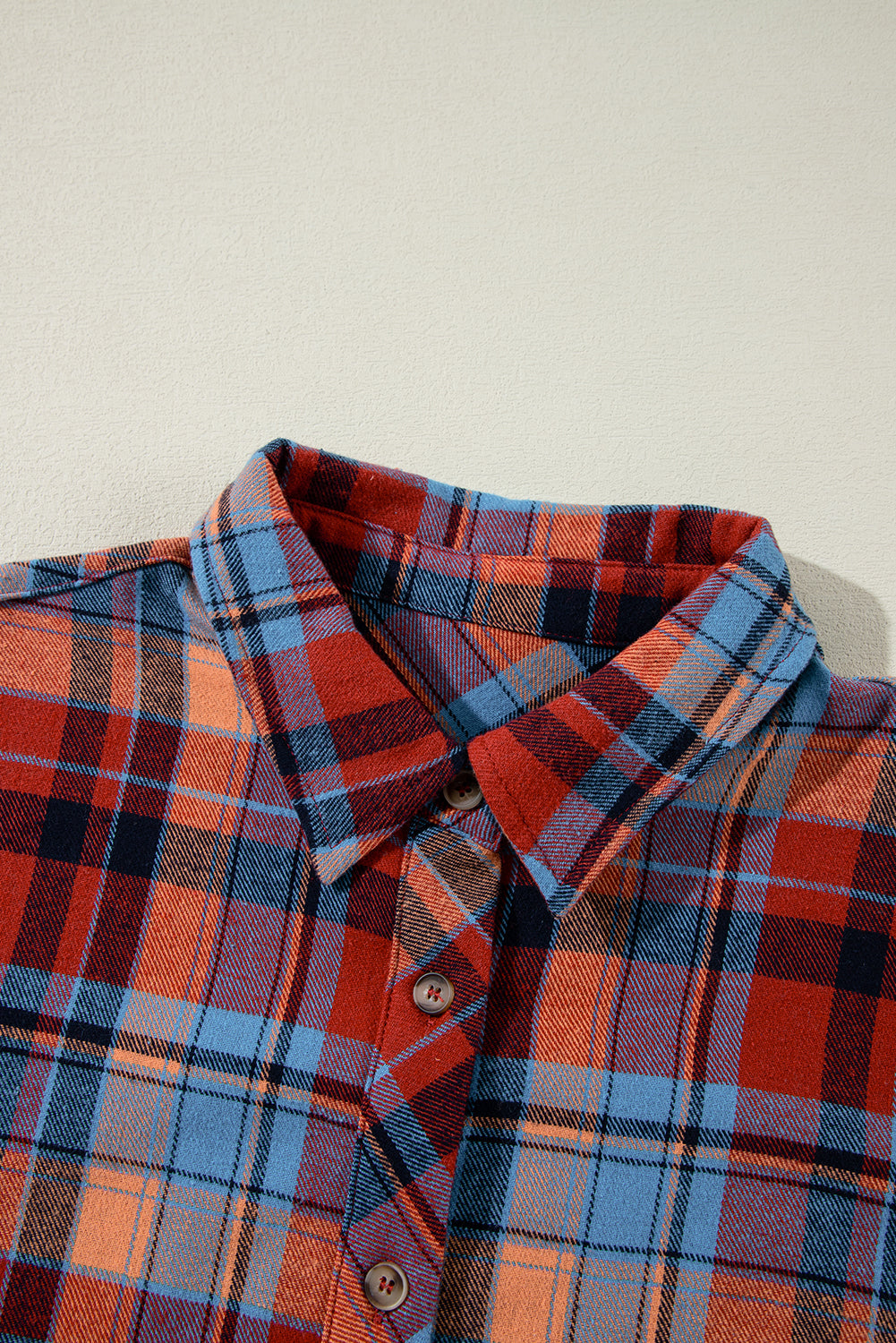 Orange Plus Size Plaid Print Buttoned Shirt