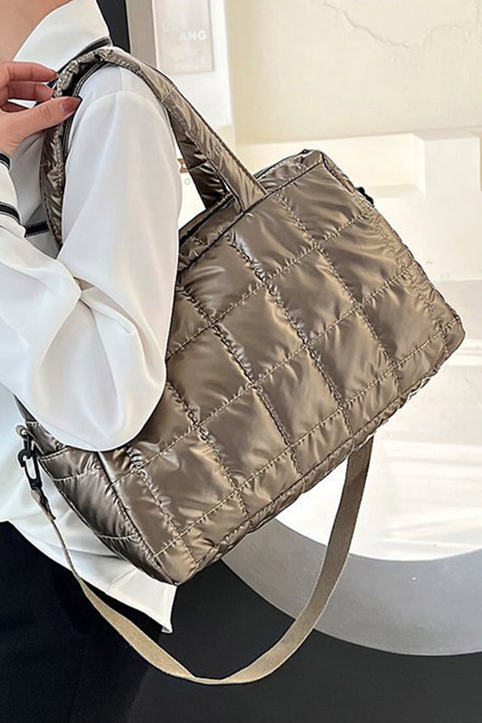 Gold Elegant Cotton Quilted Handbag