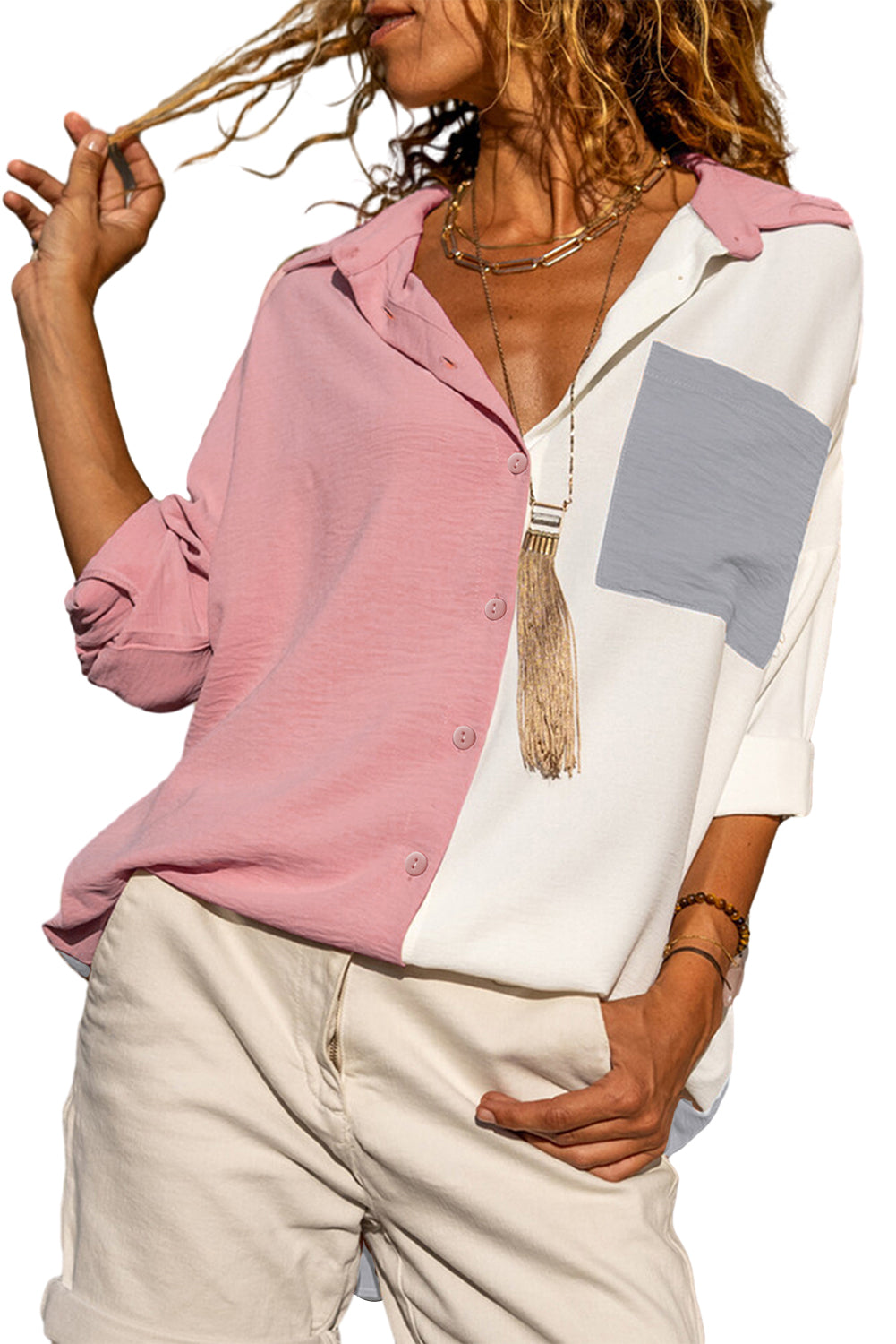 Black Crinkle Pocket Half Sleeve Shirt