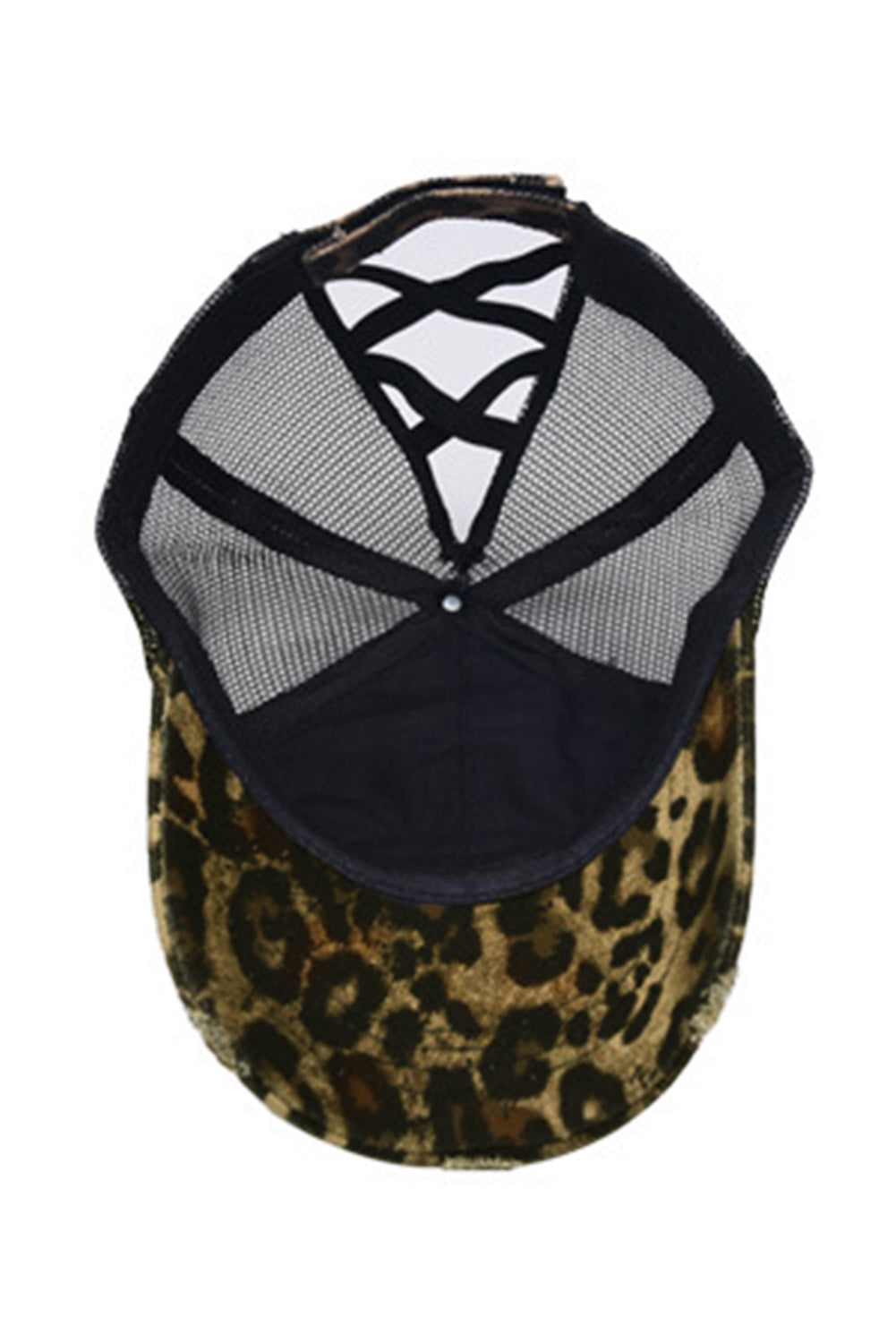 Black Leopard Printed Mesh Splicing Baseball Cap