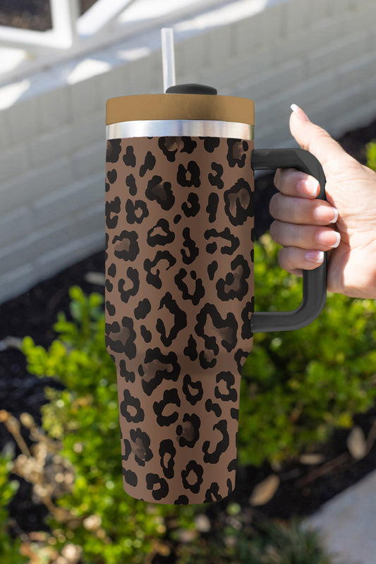 Coffee Leopard Print Tumbler Cup