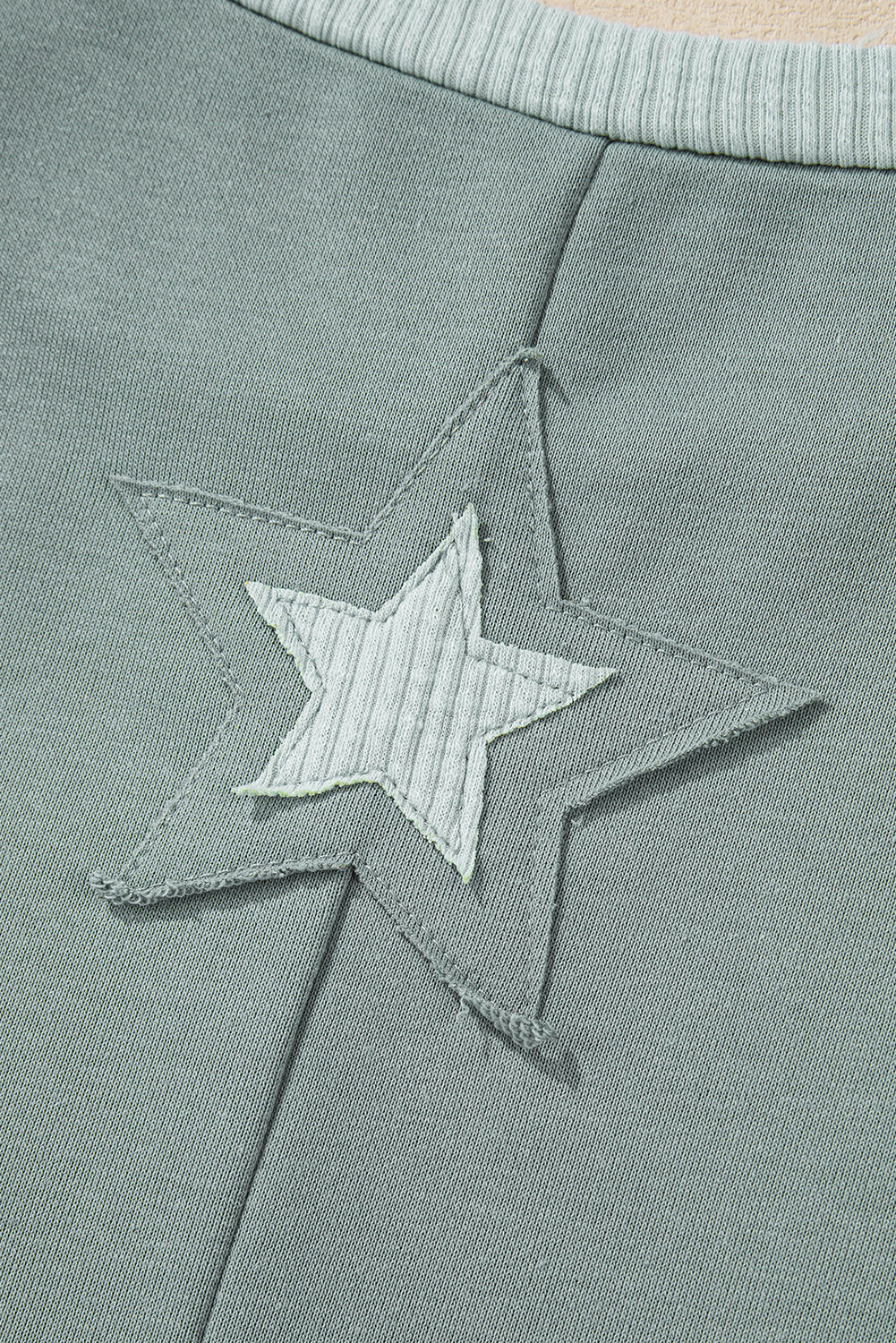 Mist Green Stars Patchwork Round Neck Plus Size Top