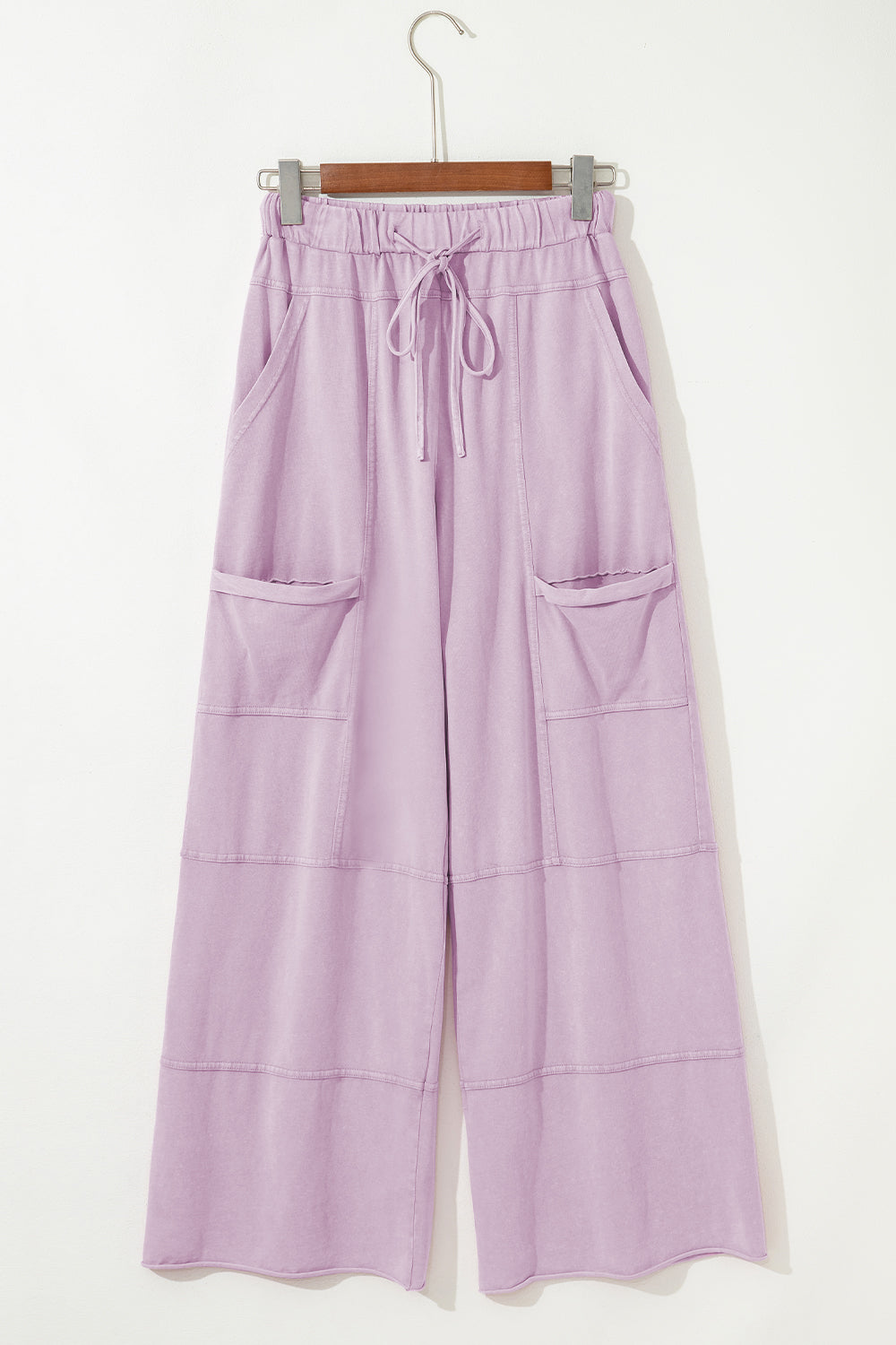Black Mineral Wash Exposed Seam Wide Leg Cargo Pants