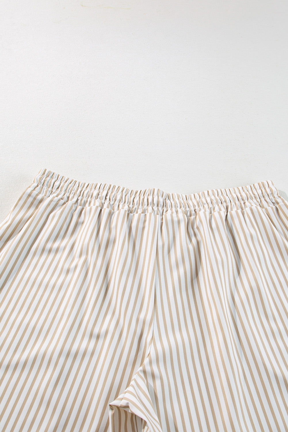 Khaki Striped Drawstring Waist Plus Size Wide Leg Pants