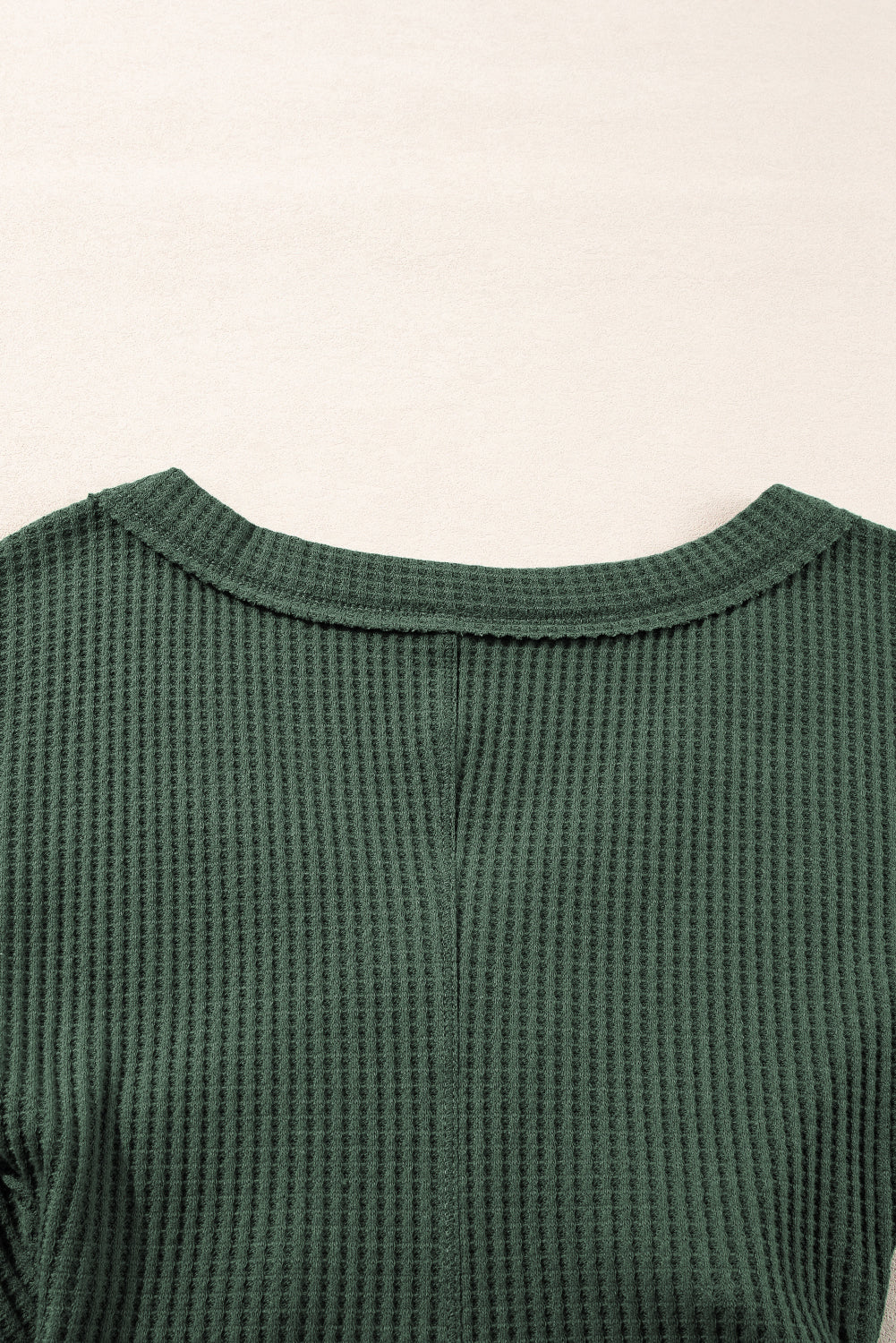 Blackish Green Waffle Wrap V Neck Plain Bodysuit