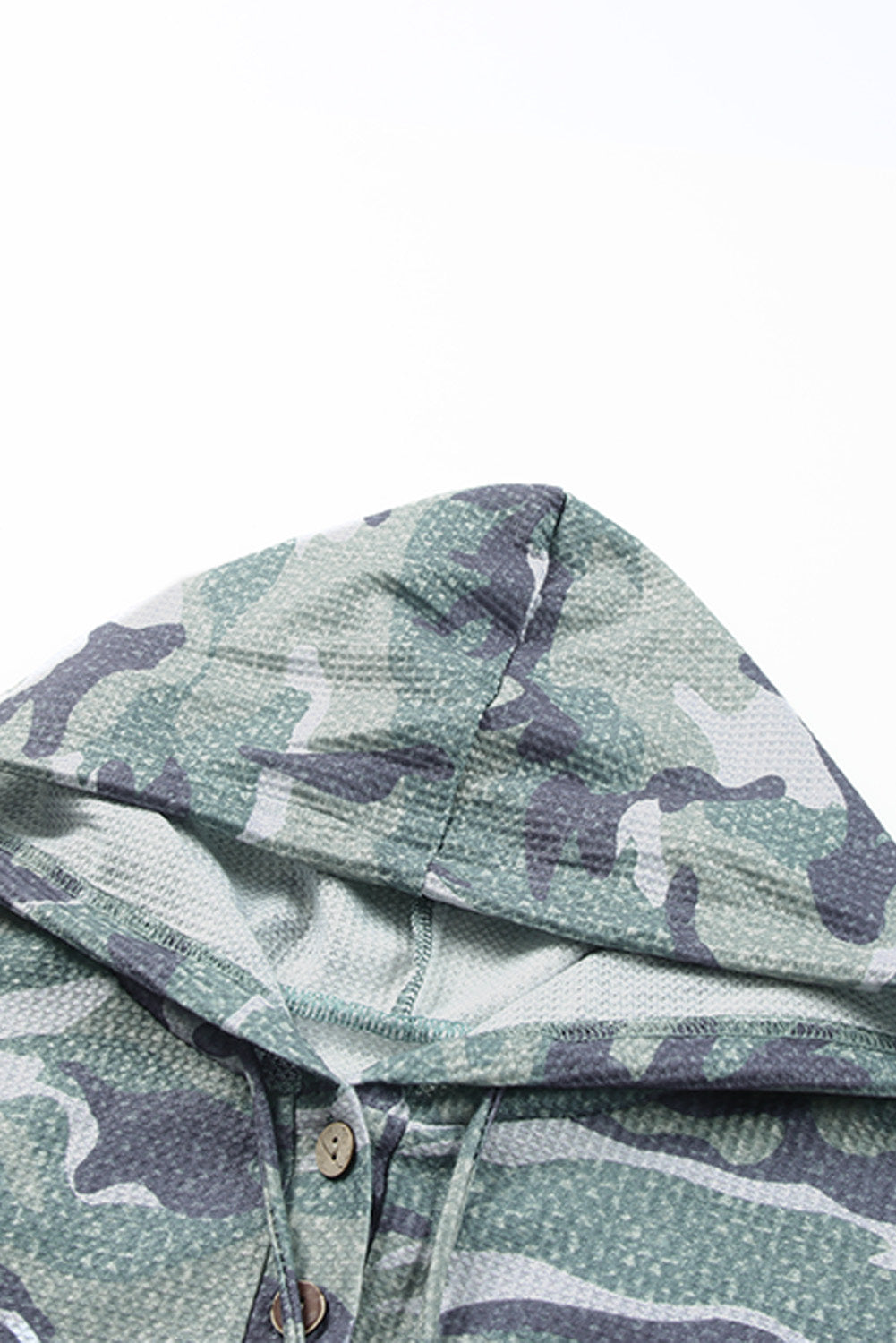 Green Camo Print Button Front Oversize Hoodie