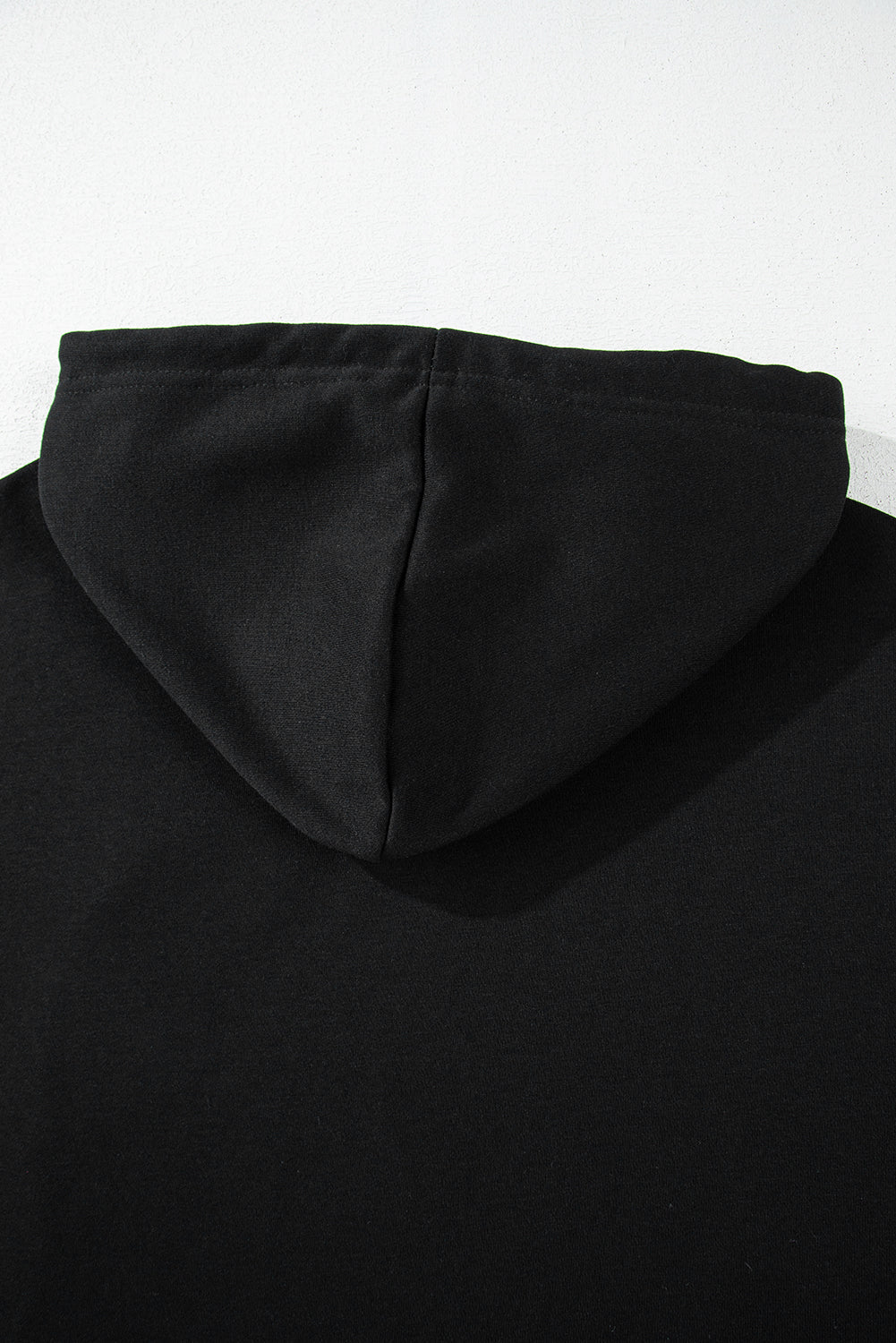 Black Drop Shoulder Drawstring Cropped Hoodie