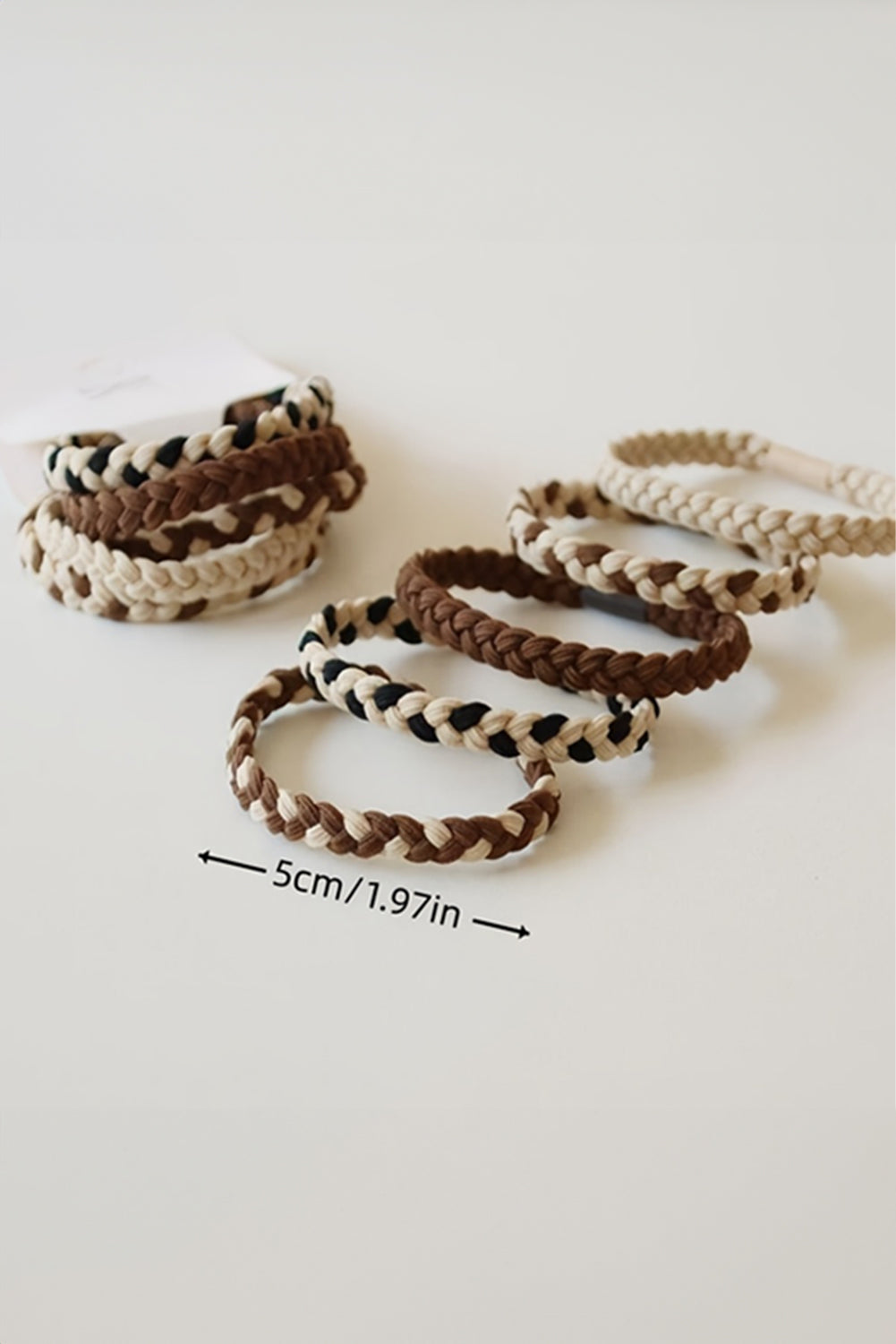 Khaki 5Pcs Braided Elastic Hairband