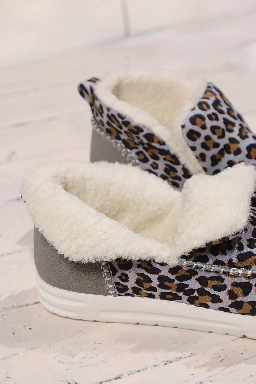 Brown Leopard Print Fleece Lined Winter Snow Boots