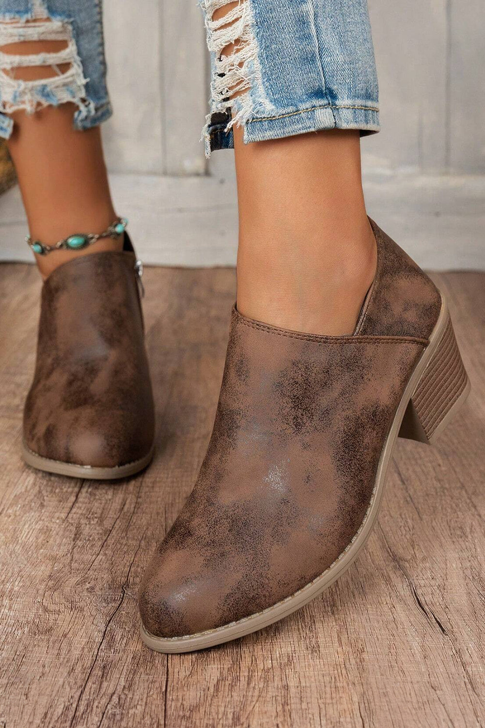 Philippine Gray Suede Ankle Boots