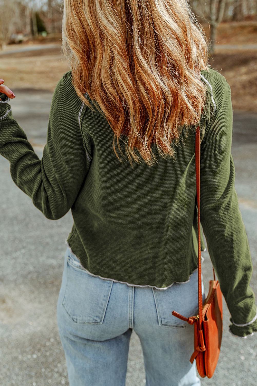 Black Textured Crewneck Long Sleeve Top