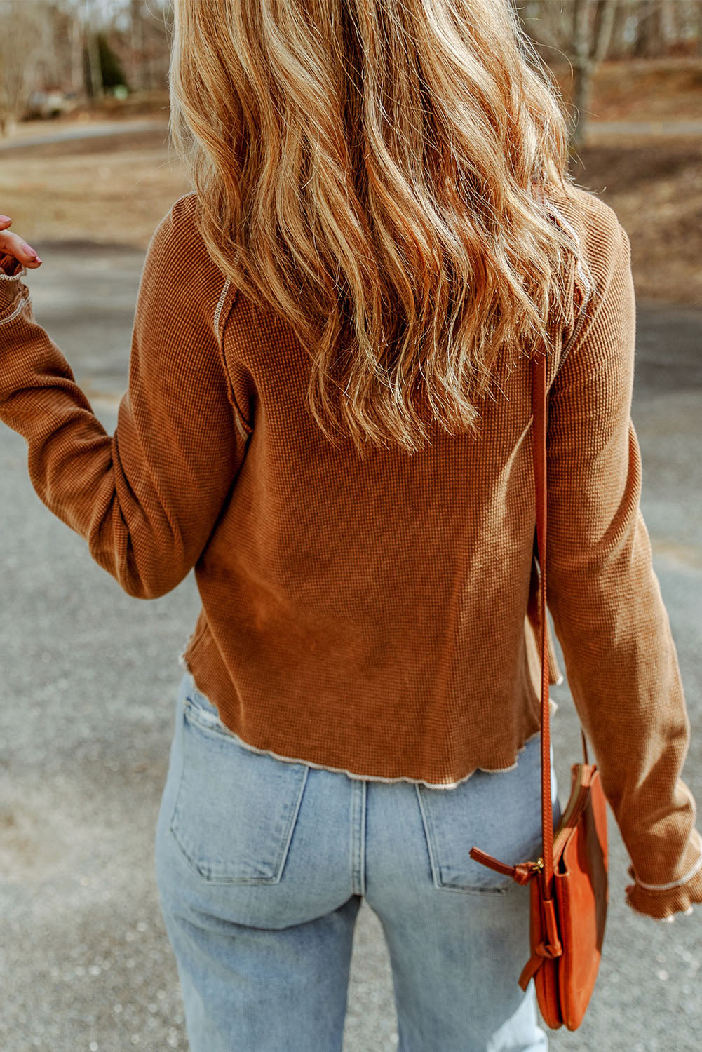 Black Textured Crewneck Long Sleeve Top