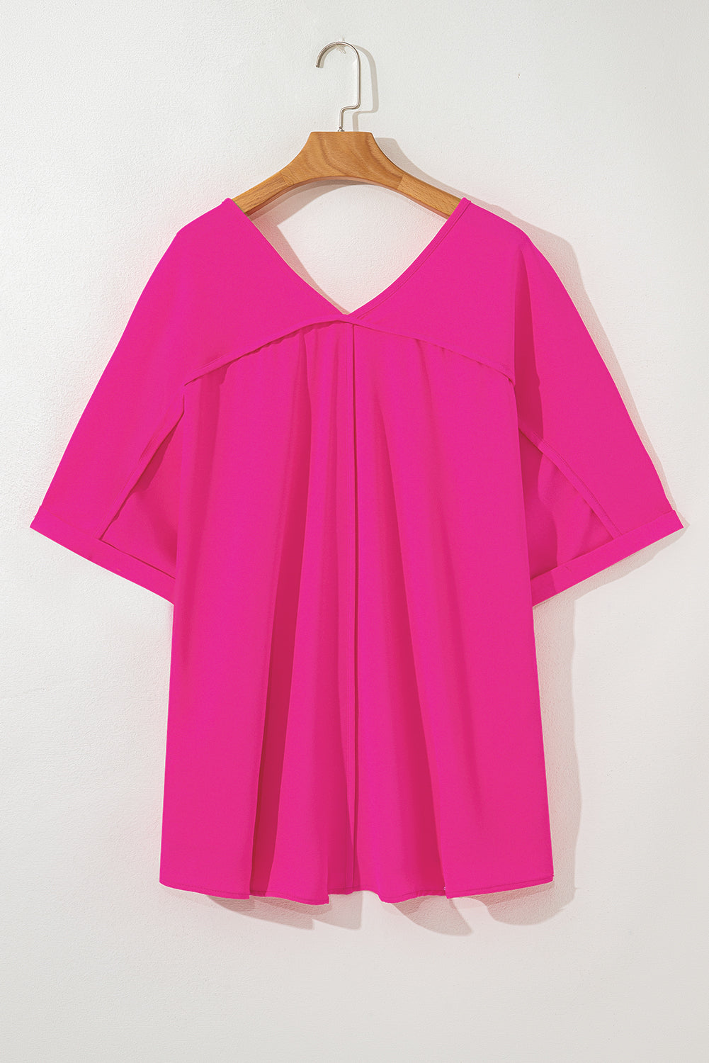 Black Seamed Back High Low Hem V Neck Plus Size Tee