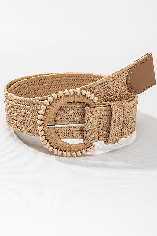 Camel Braided Leather Decor Belt