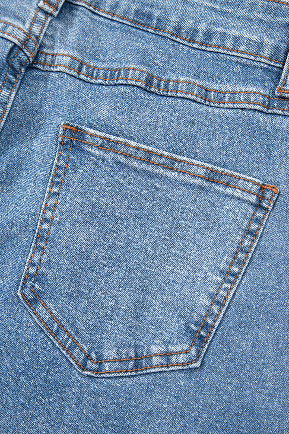 Sky Blue Mid Rise Asymmetrical Waist Wide Leg Jeans
