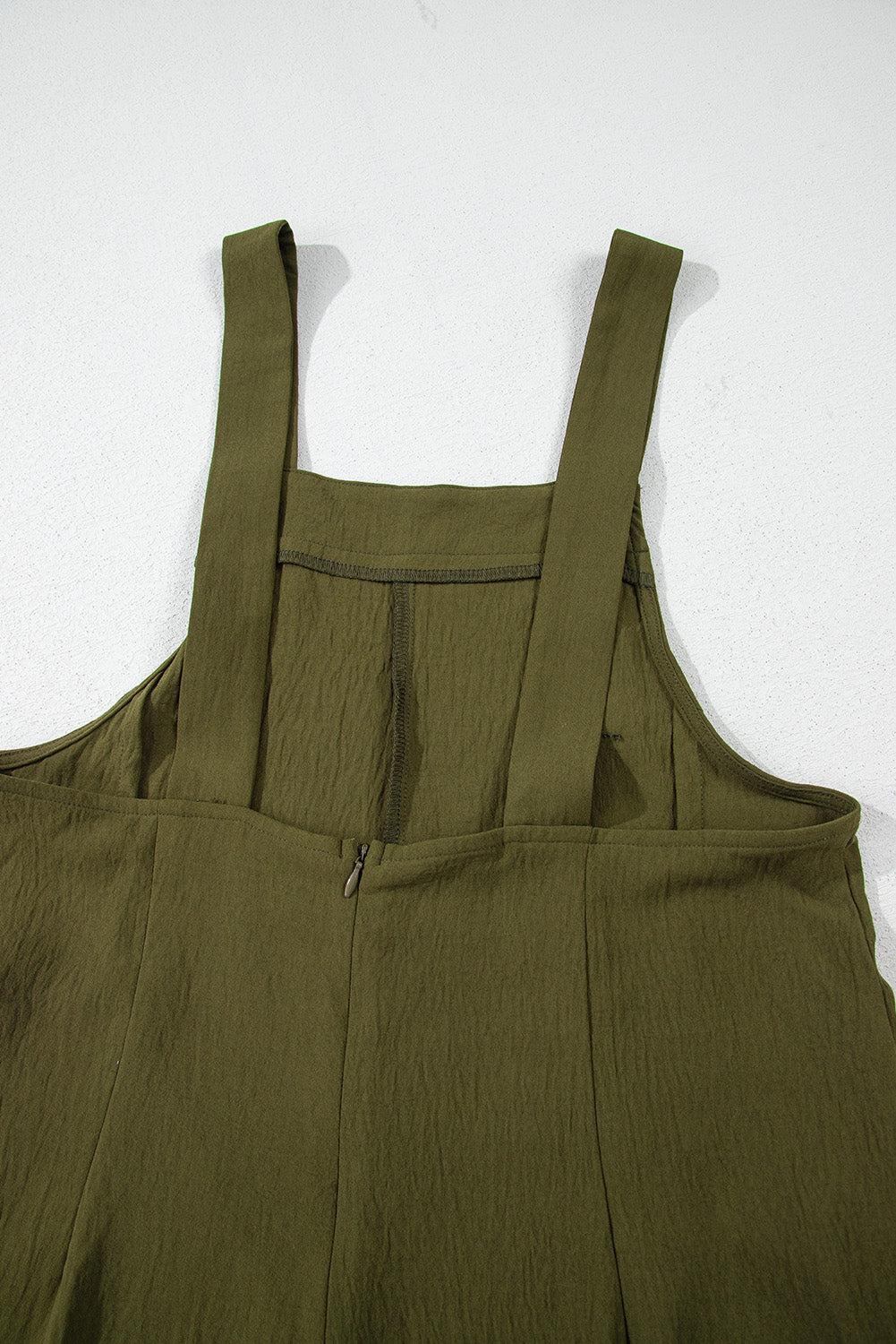 Jungle Green Solid Color Button Straight Leg Overall