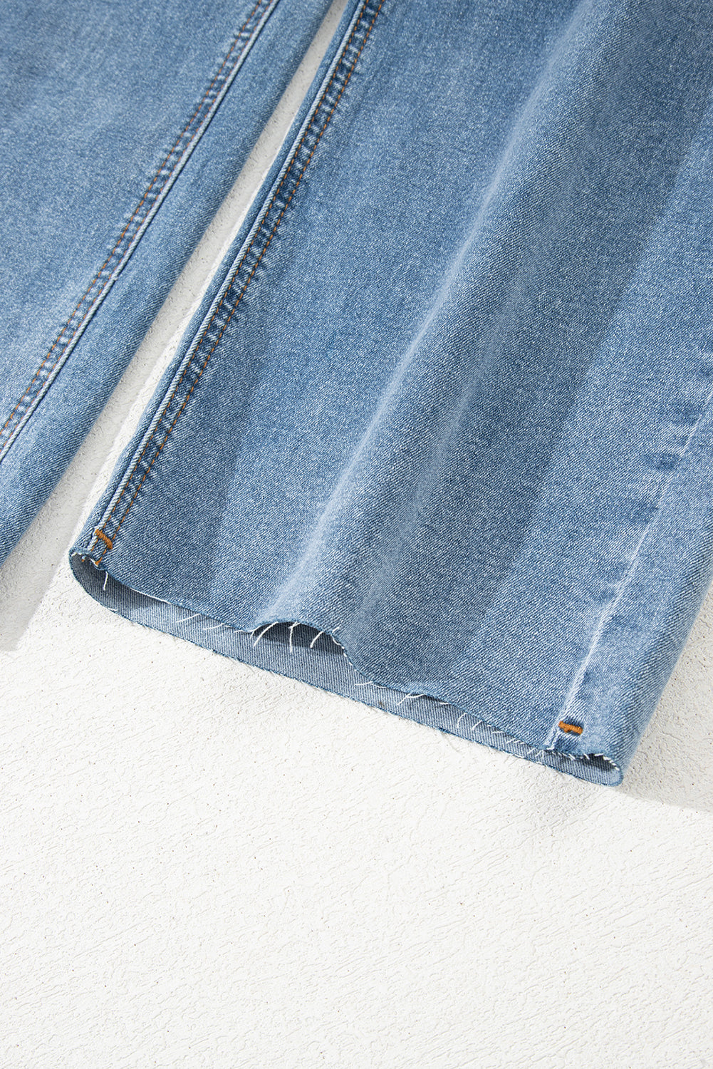 Sky Blue Mid Rise Asymmetrical Waist Wide Leg Jeans