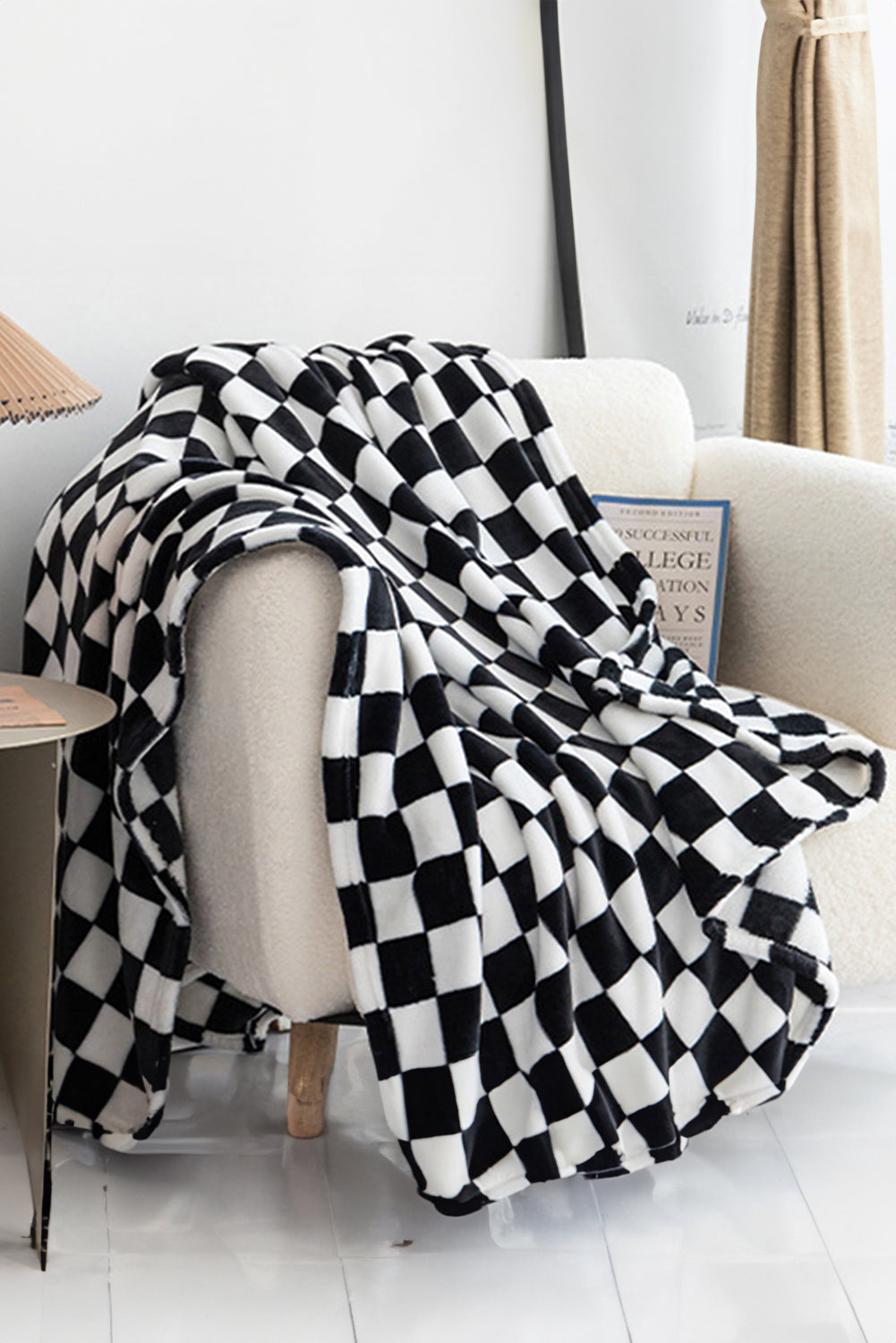 Color black Checkerboard Printed Soft Throw Blanket 120*200cm