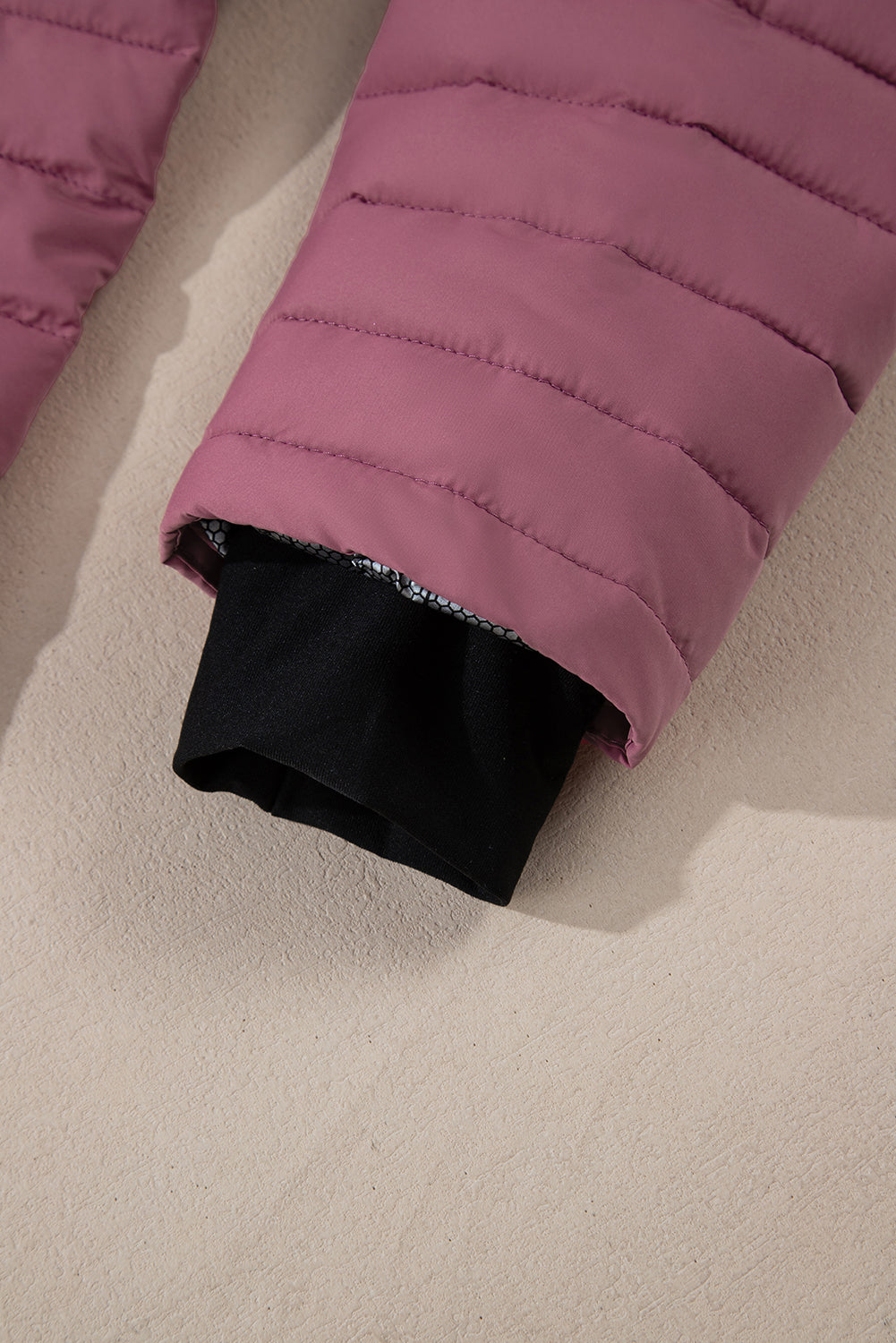 Black Solid Color Quilted Zip-up Puffer Jacket