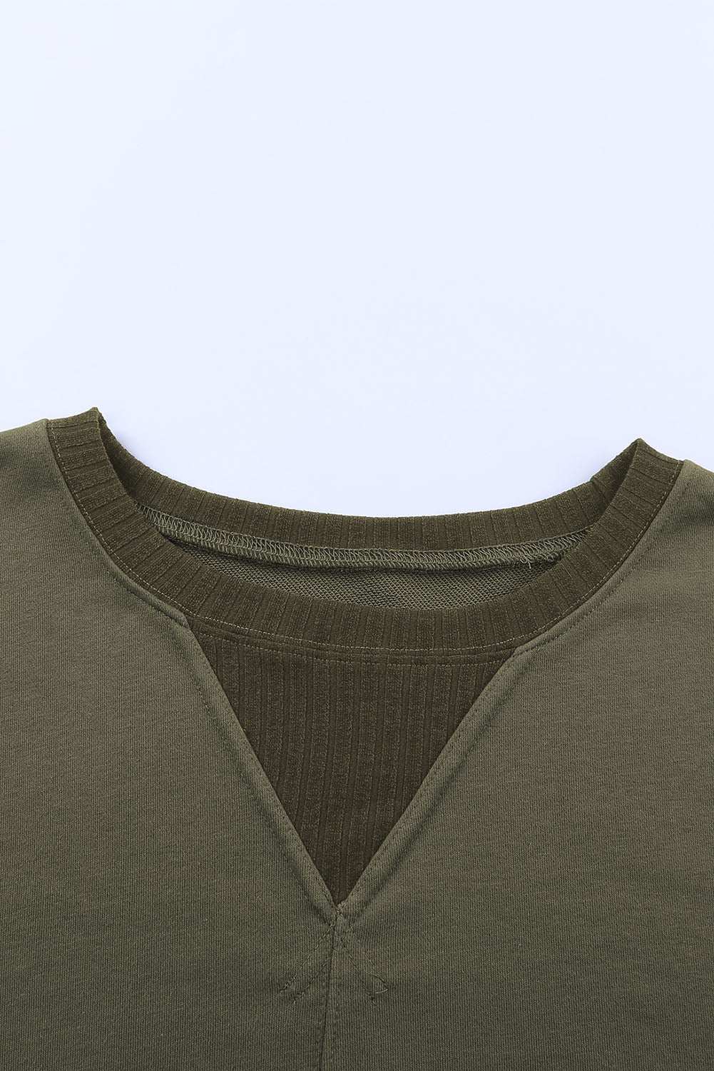 Green Casual Drop Shoulder Cropped Sweatshirt