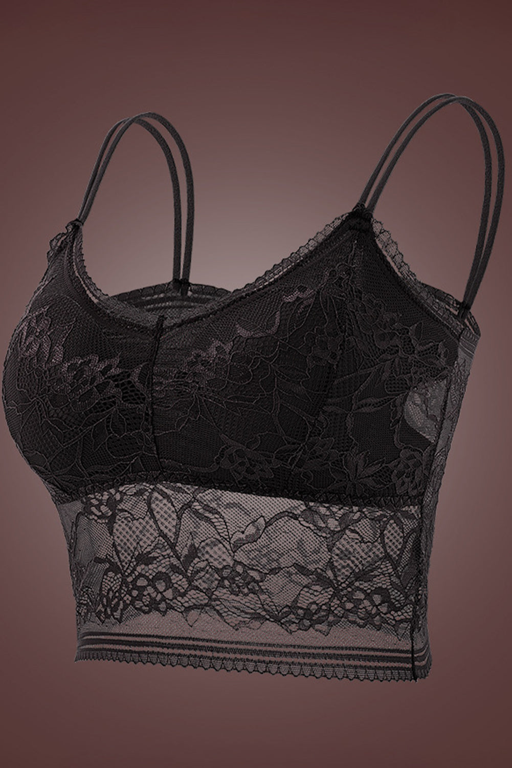 Black Padded Breathable Thin Style Lace  Double Straps