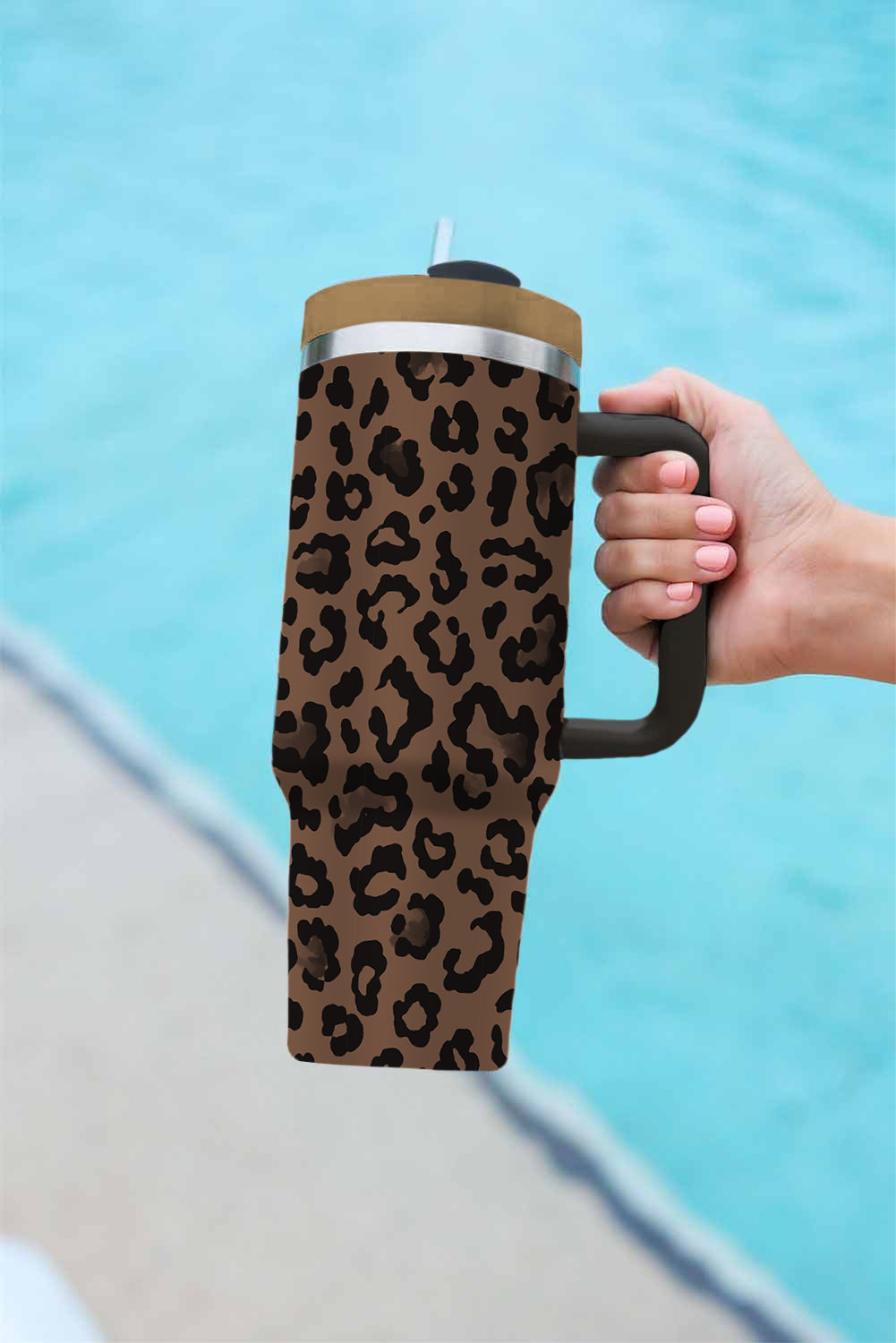 Coffee Leopard Print Tumbler Cup