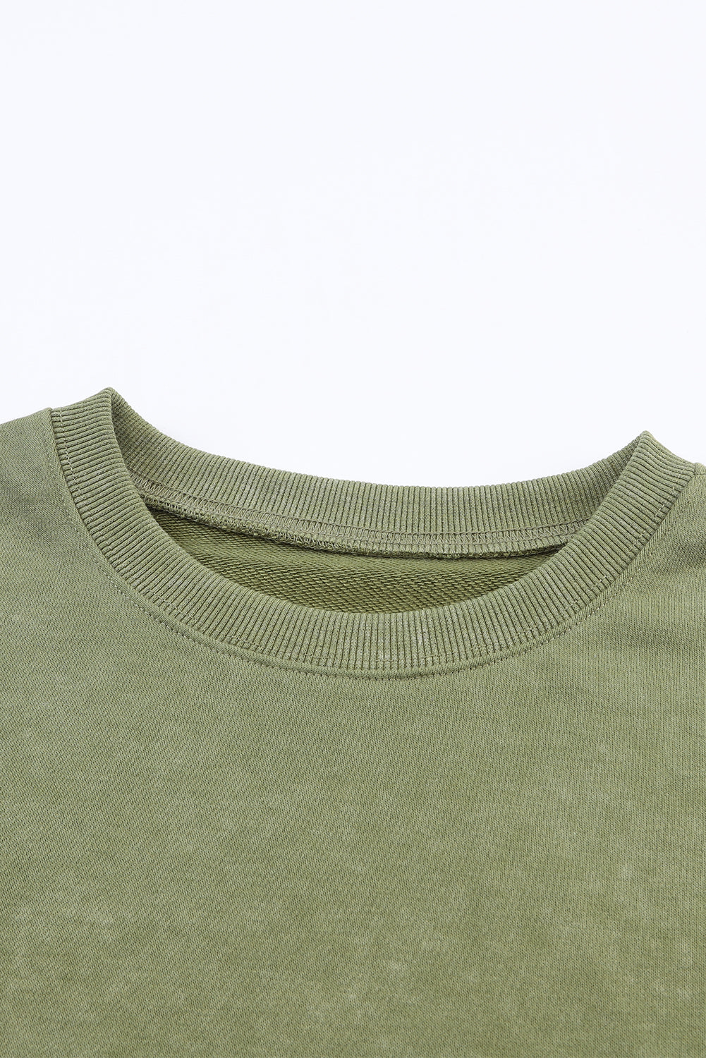 Khaki Plain Drop Shoulder Ribbed Trim Oversized Sweatshirt