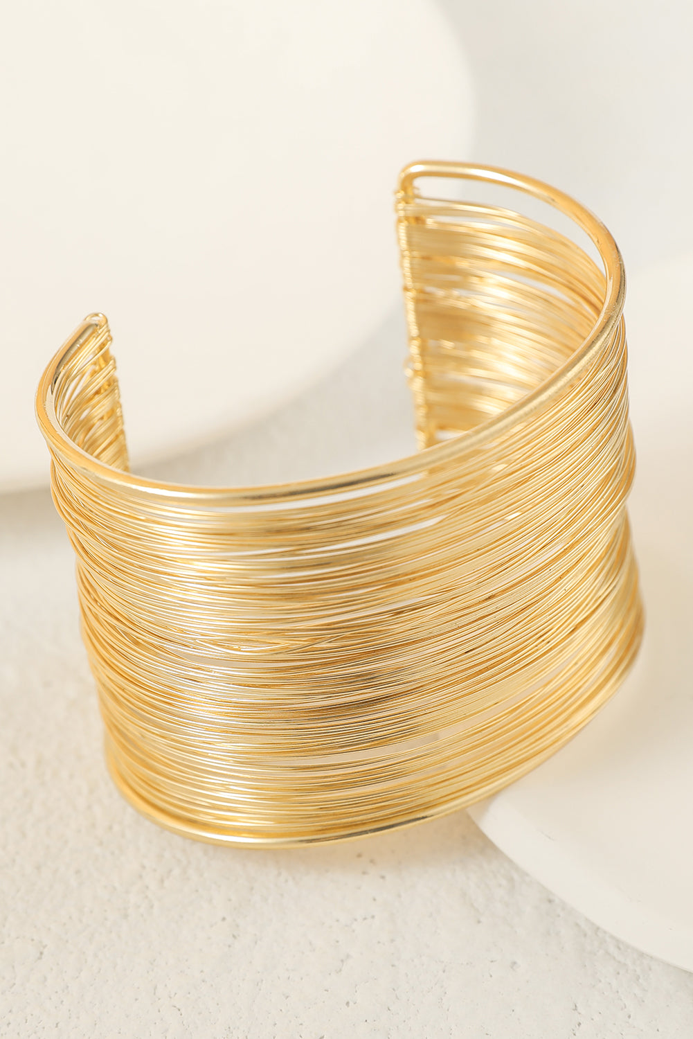 Gold Casual Metal Open Cuff Layered Wire Bracelet